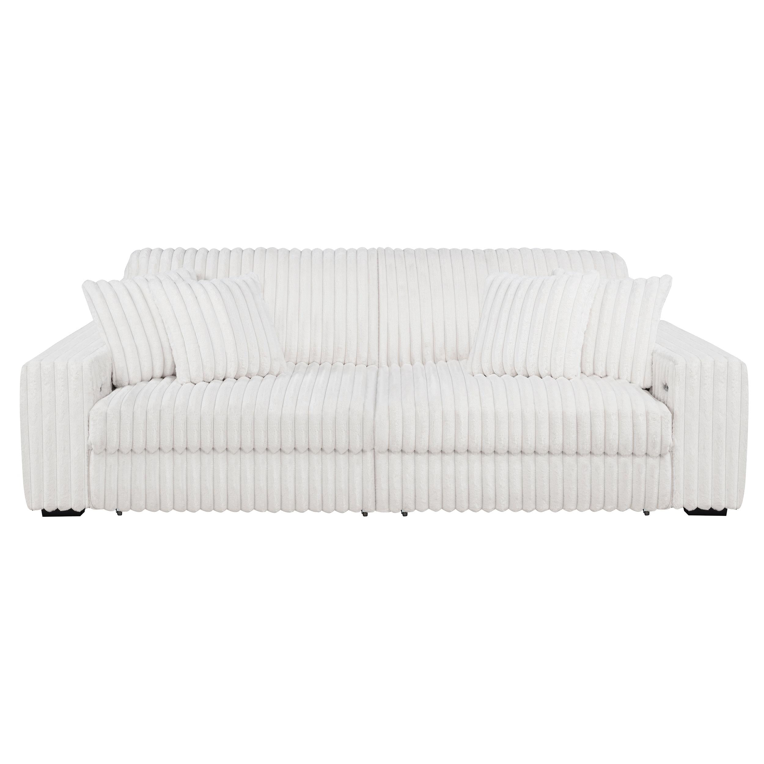  Coaster Furniture Jacana 600535P Corduroy Upholstered Dual Power Chaise Sofa - Ivory IMAGE 5