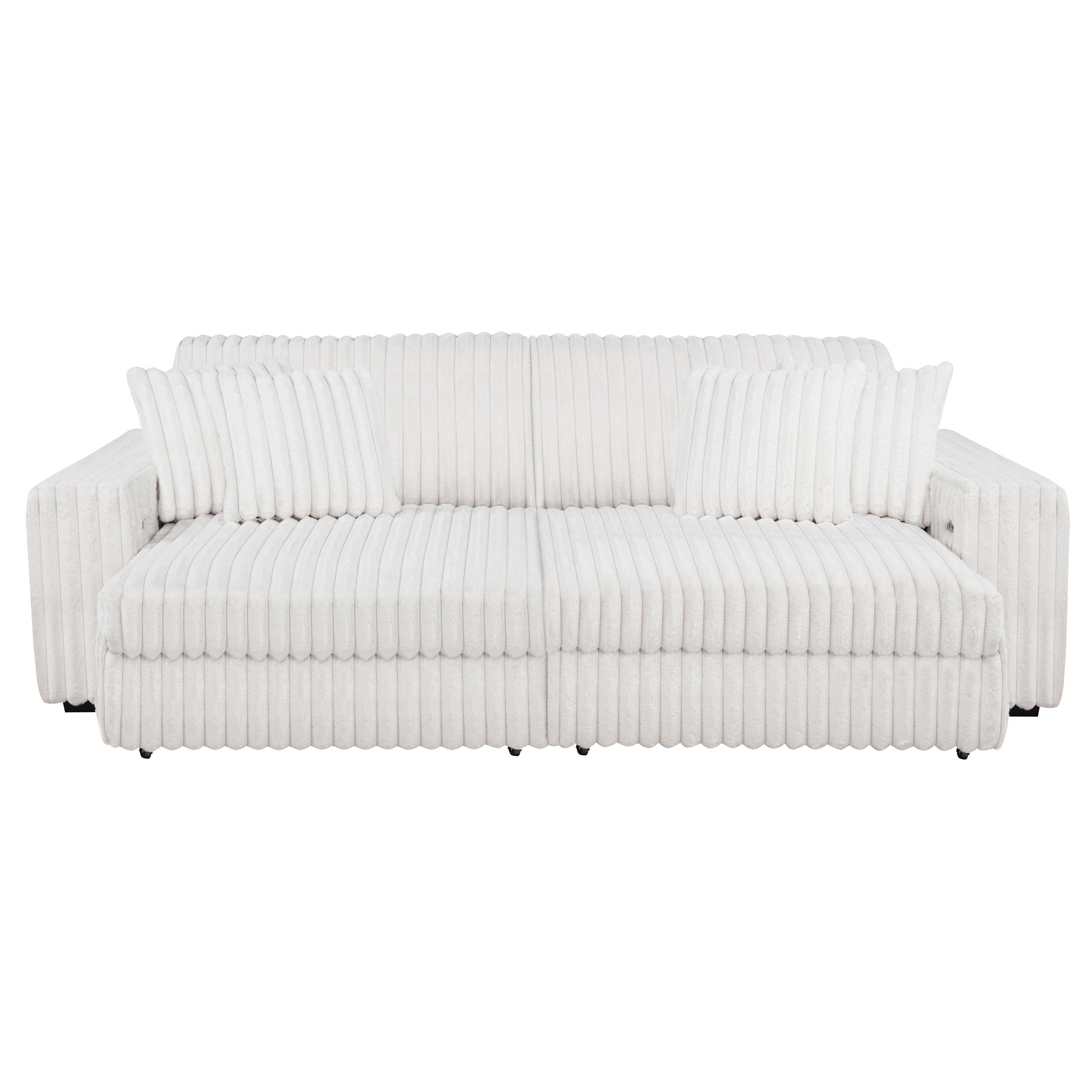  Coaster Furniture Jacana 600535P Corduroy Upholstered Dual Power Chaise Sofa - Ivory IMAGE 8