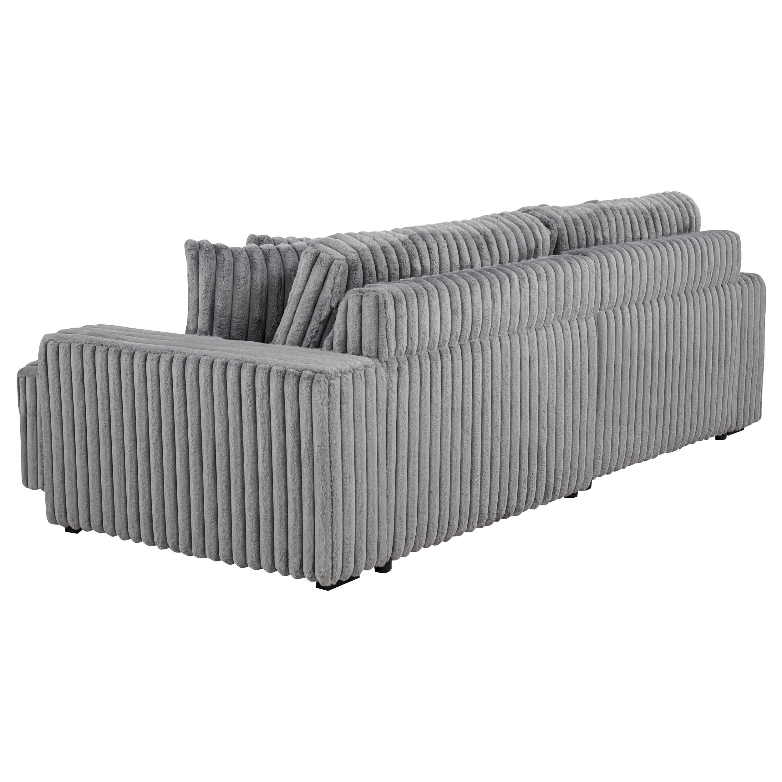  Coaster Furniture Jacana 600536P Corduroy Upholstered Dual Power Chaise Sofa - Grey IMAGE 13