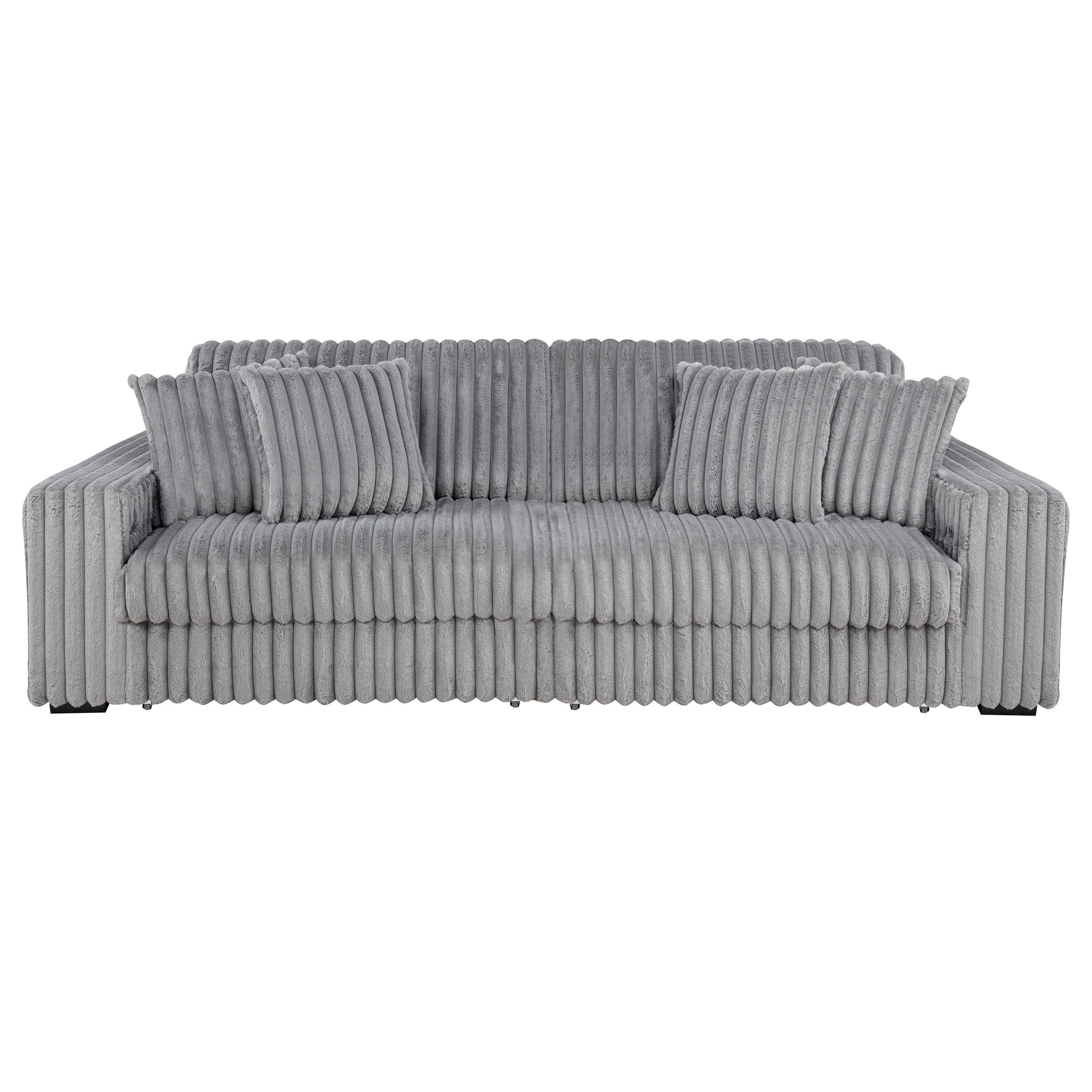  Coaster Furniture Jacana 600536P Corduroy Upholstered Dual Power Chaise Sofa - Grey IMAGE 6