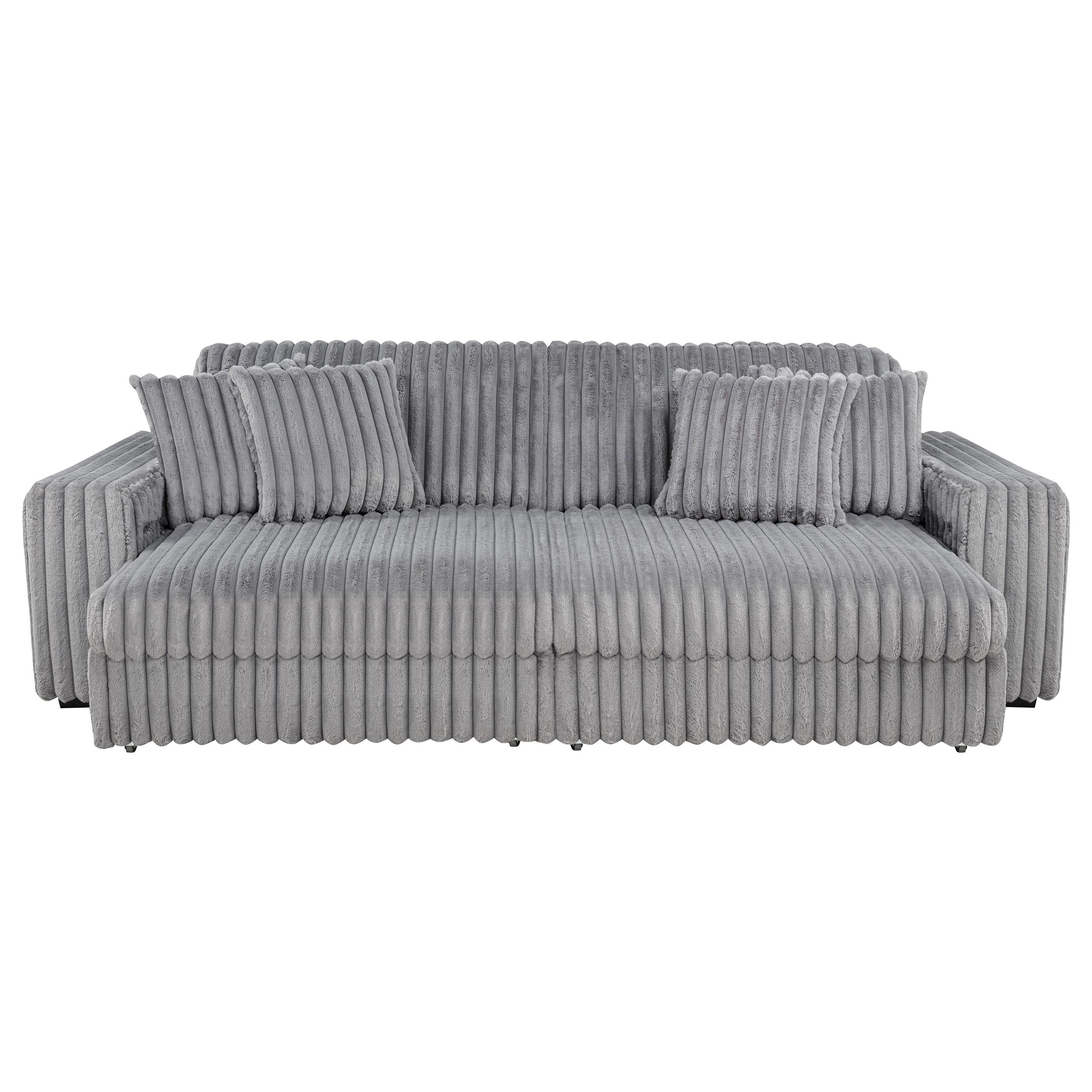  Coaster Furniture Jacana 600536P Corduroy Upholstered Dual Power Chaise Sofa - Grey IMAGE 8