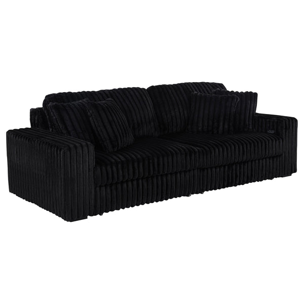 Coaster Furniture Jacana 600537P Corduroy Upholstered Dual Power Chaise Sofa - Black
