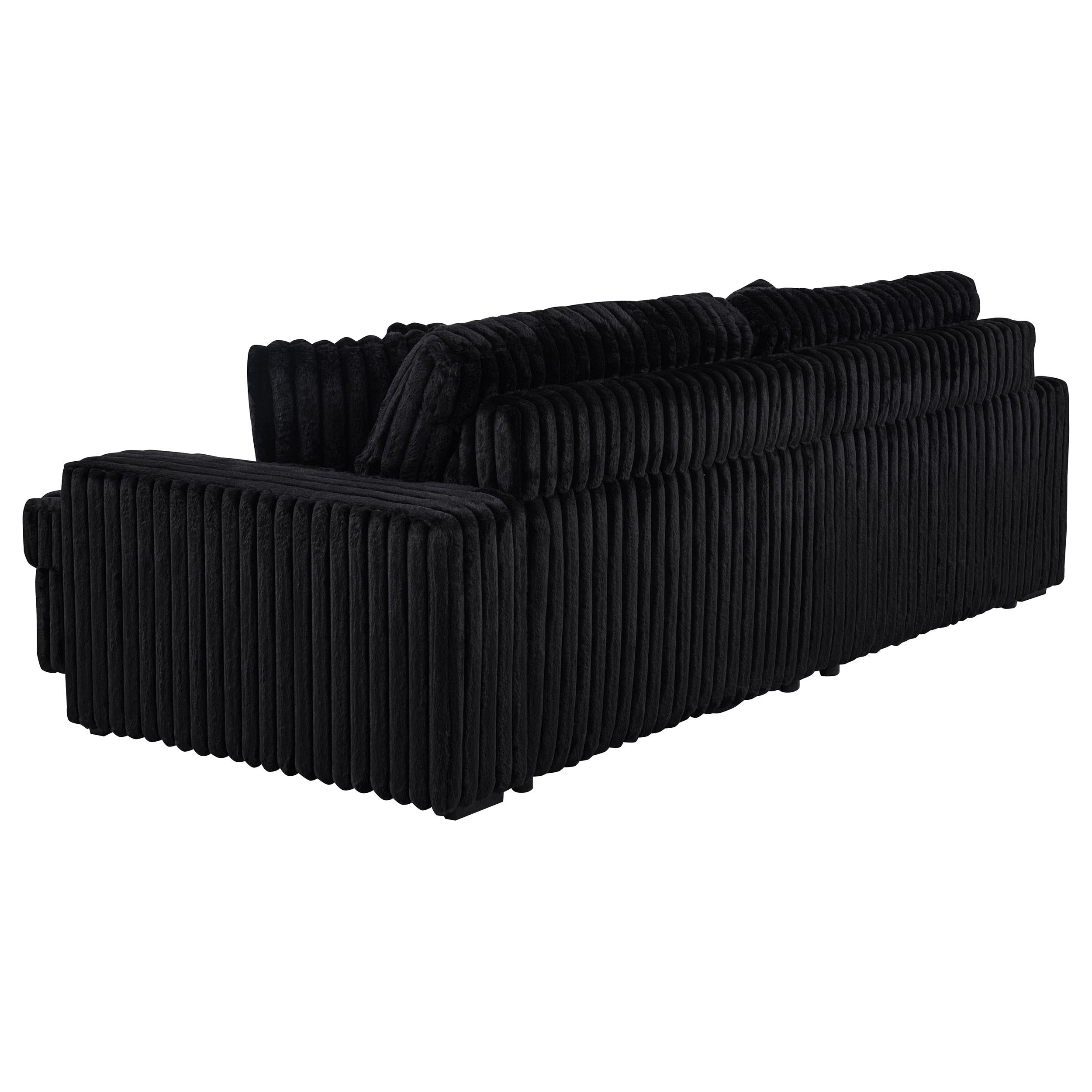  Coaster Furniture Jacana 600537P Corduroy Upholstered Dual Power Chaise Sofa - Black IMAGE 12