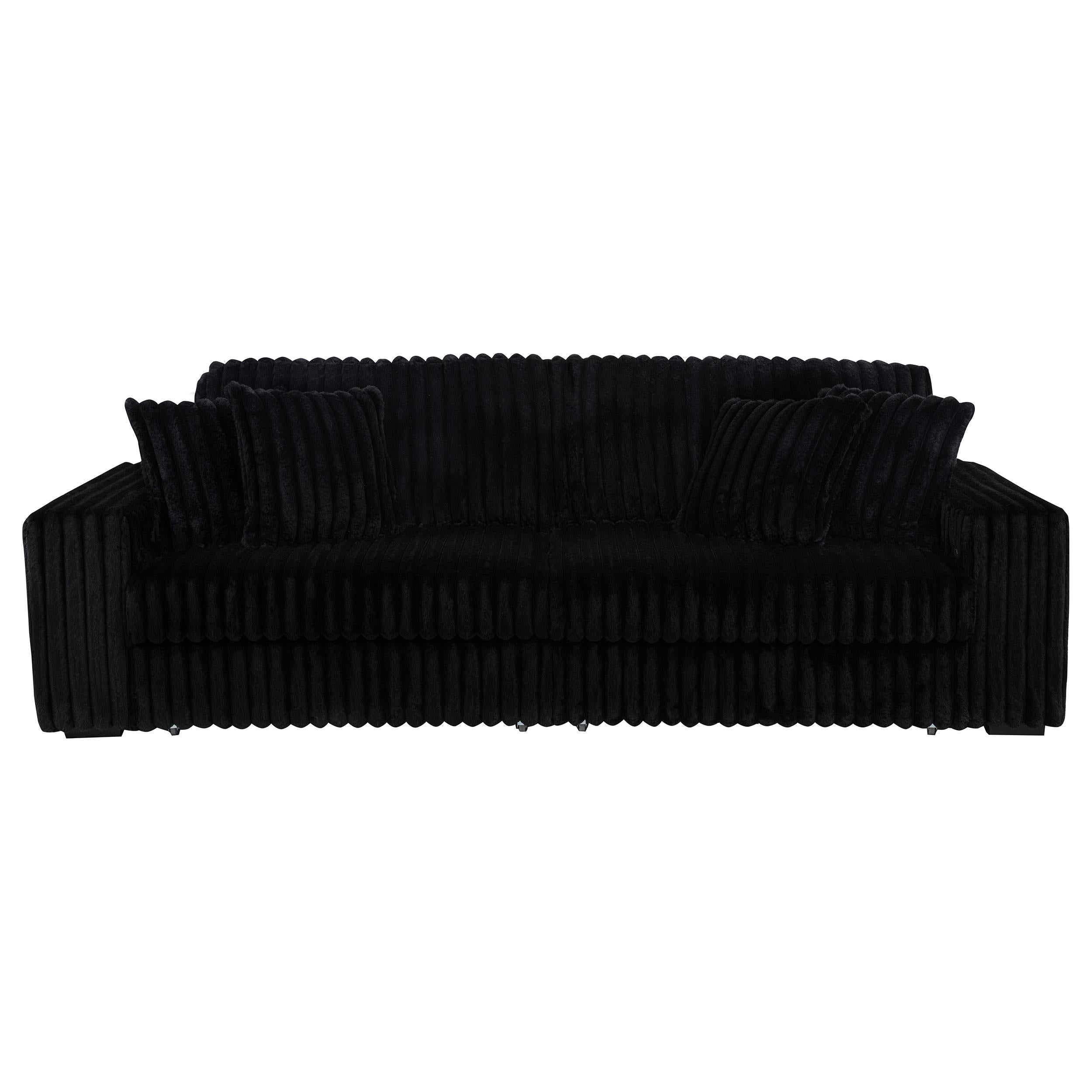  Coaster Furniture Jacana 600537P Corduroy Upholstered Dual Power Chaise Sofa - Black IMAGE 5