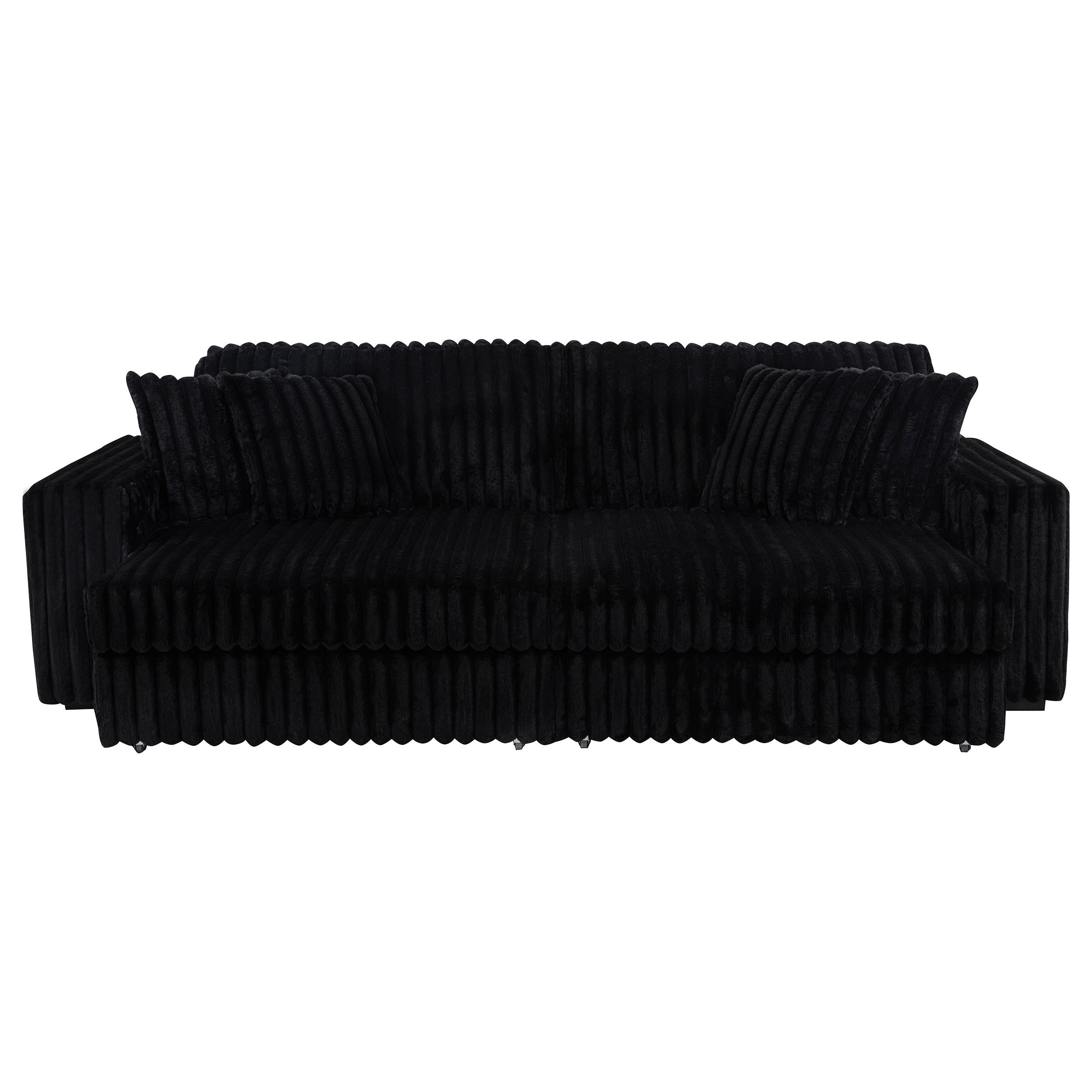  Coaster Furniture Jacana 600537P Corduroy Upholstered Dual Power Chaise Sofa - Black IMAGE 7