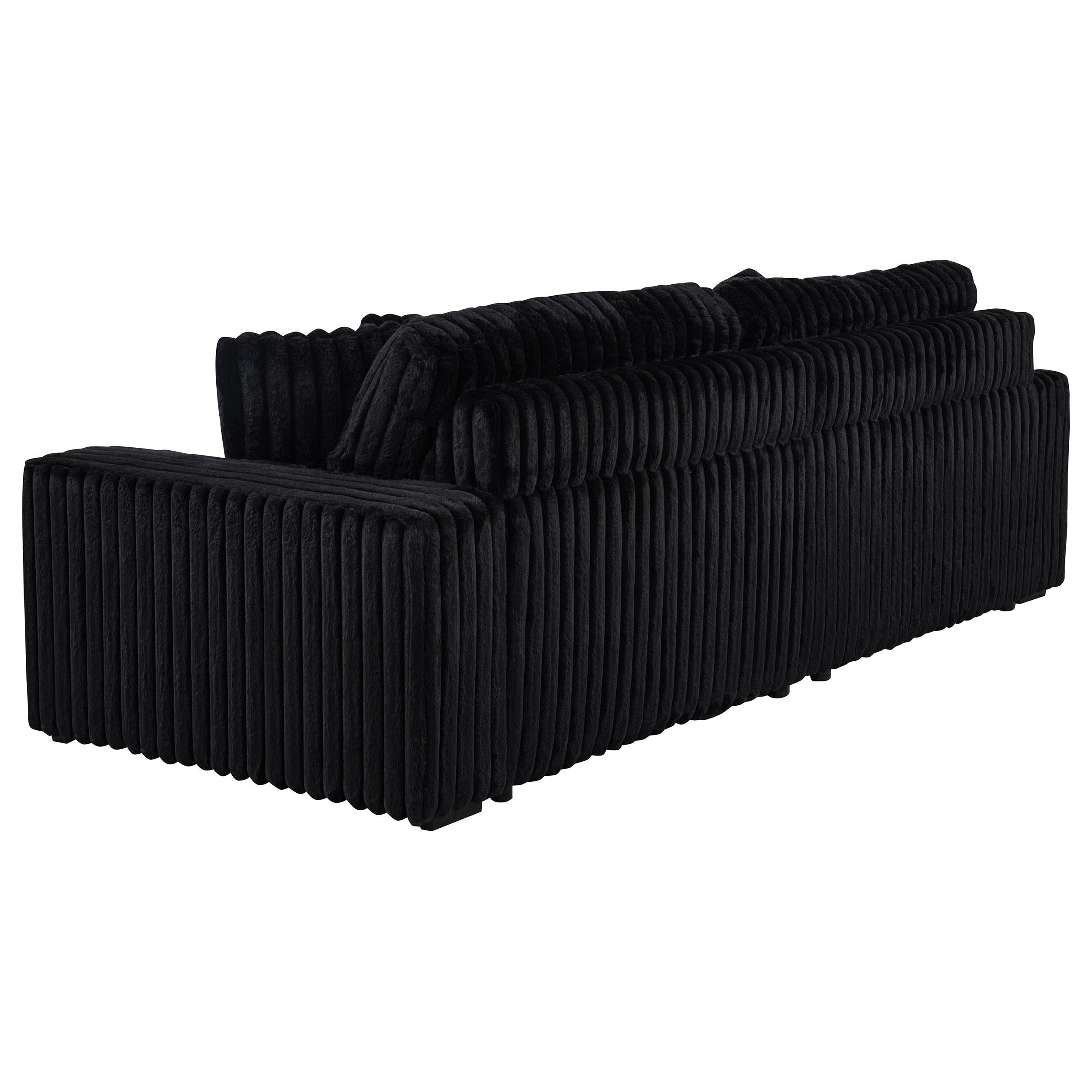  Coaster Furniture Jacana 600537P Corduroy Upholstered Dual Power Chaise Sofa - Black IMAGE 9