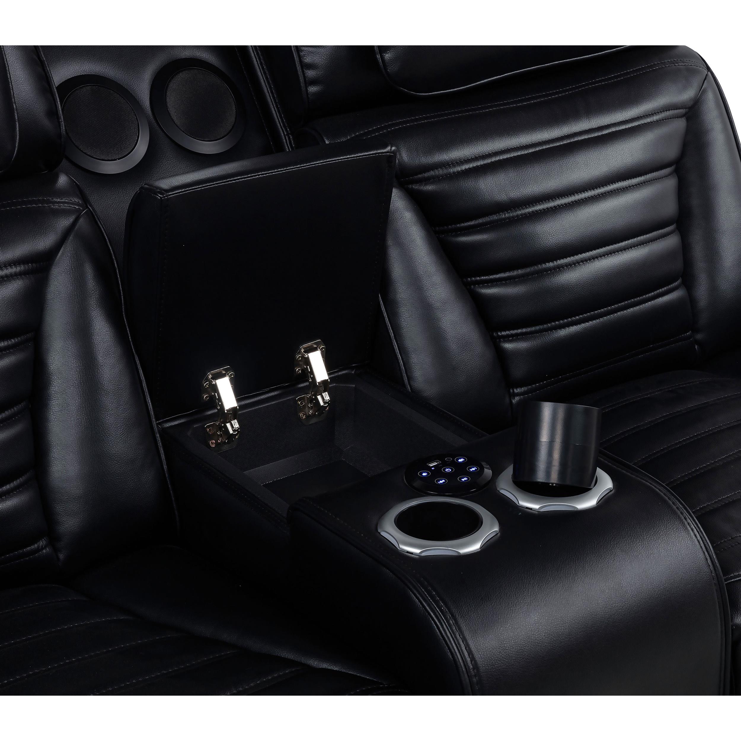  Coaster Furniture Zuma 603252PP Faux Leather Dual Power Reclining LED Loveseat - Black IMAGE 11