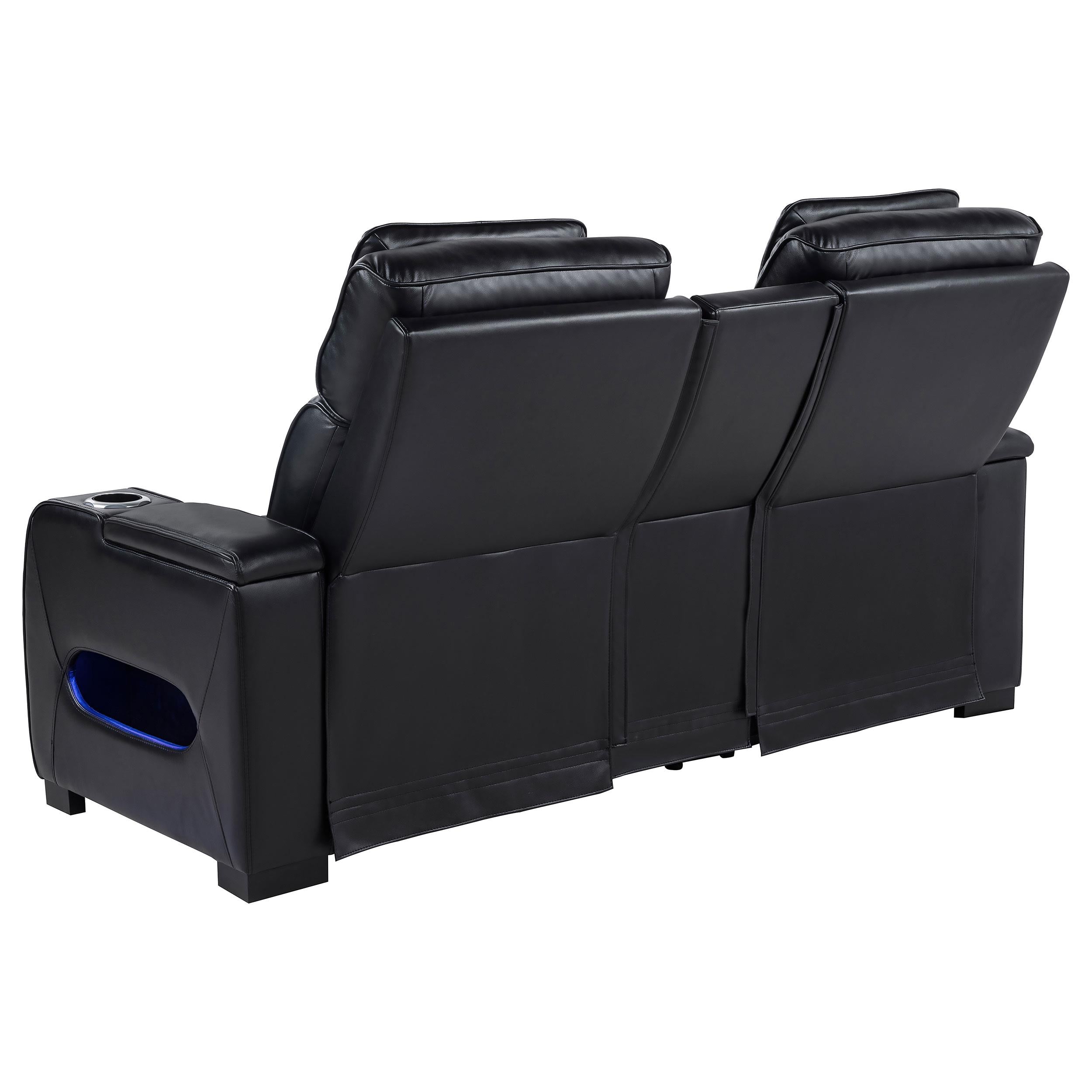 Coaster Furniture Zuma 603252PP Faux Leather Dual Power Reclining LED Loveseat - Black IMAGE 2