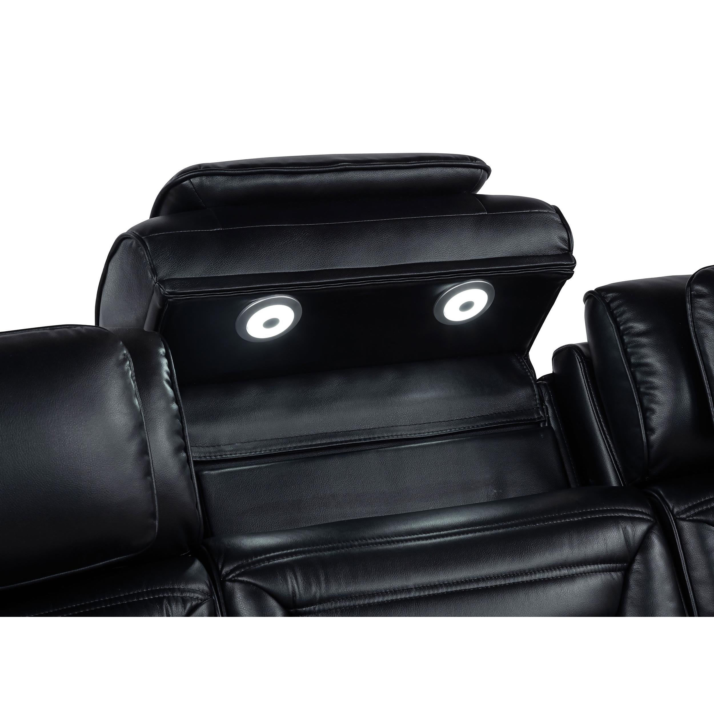  Coaster Furniture Zuma 603252PP Faux Leather Dual Power Reclining LED Loveseat - Black IMAGE 8