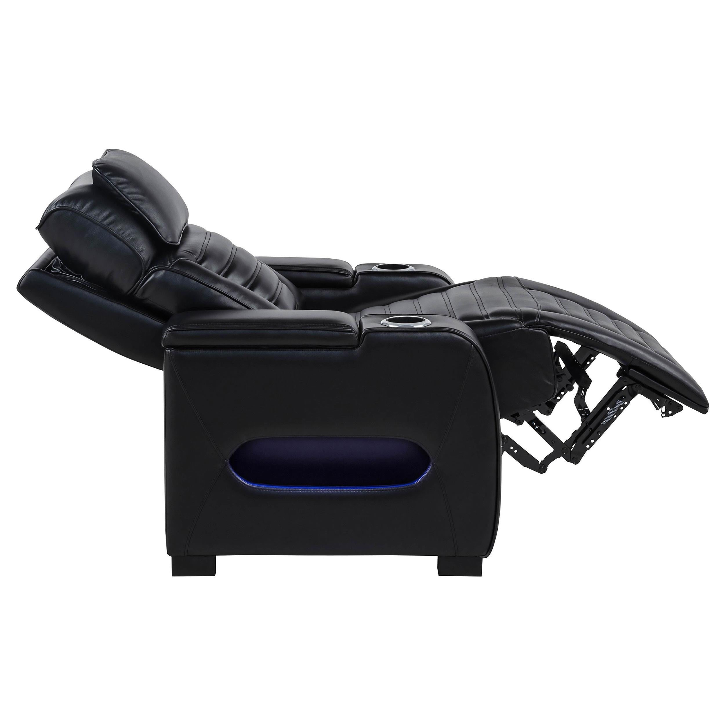  Coaster Furniture Zuma 603253PP Faux Leather Upholstered Dual Power LED Recliner - Black IMAGE 1