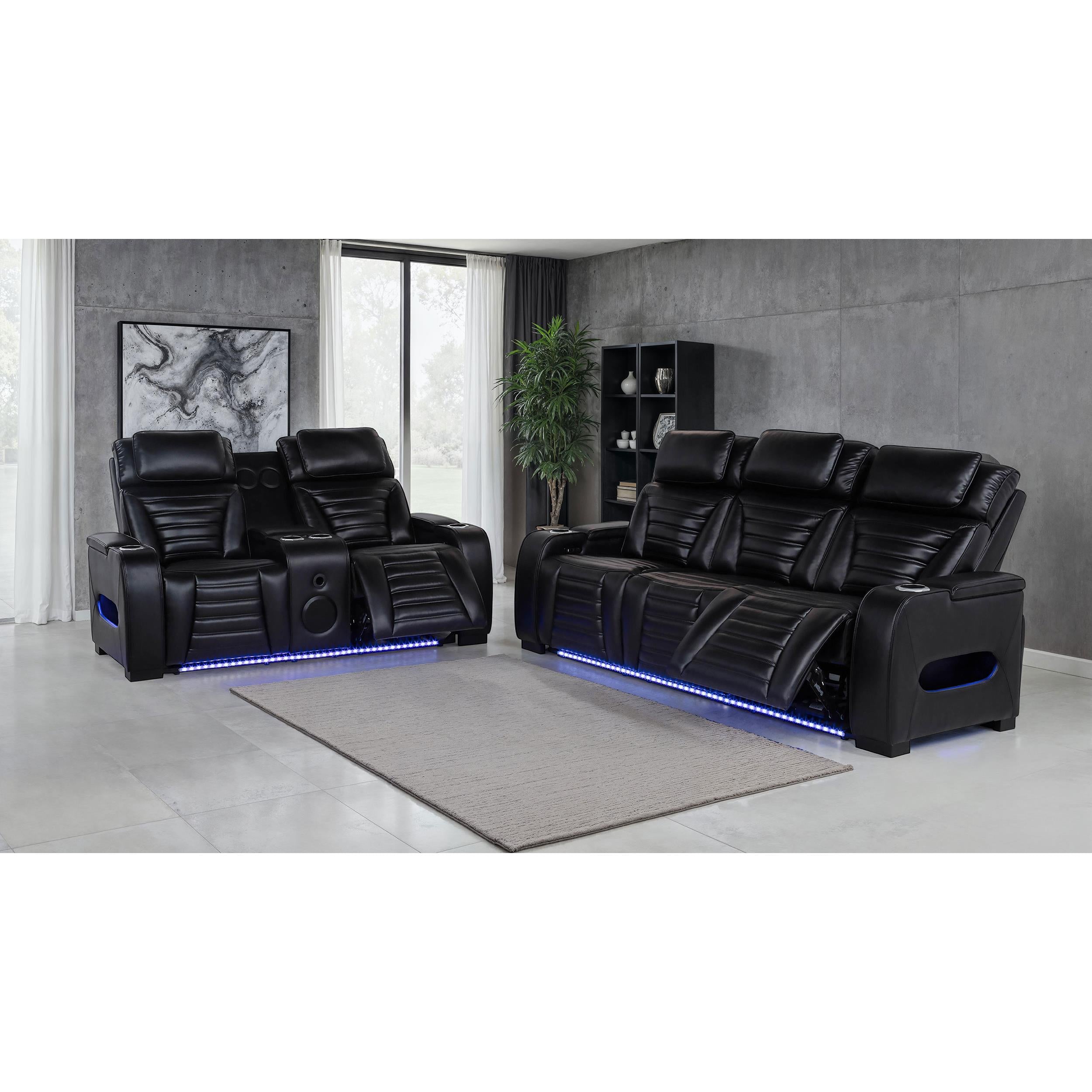  Coaster Furniture Zuma 603253PP Faux Leather Upholstered Dual Power LED Recliner - Black IMAGE 10