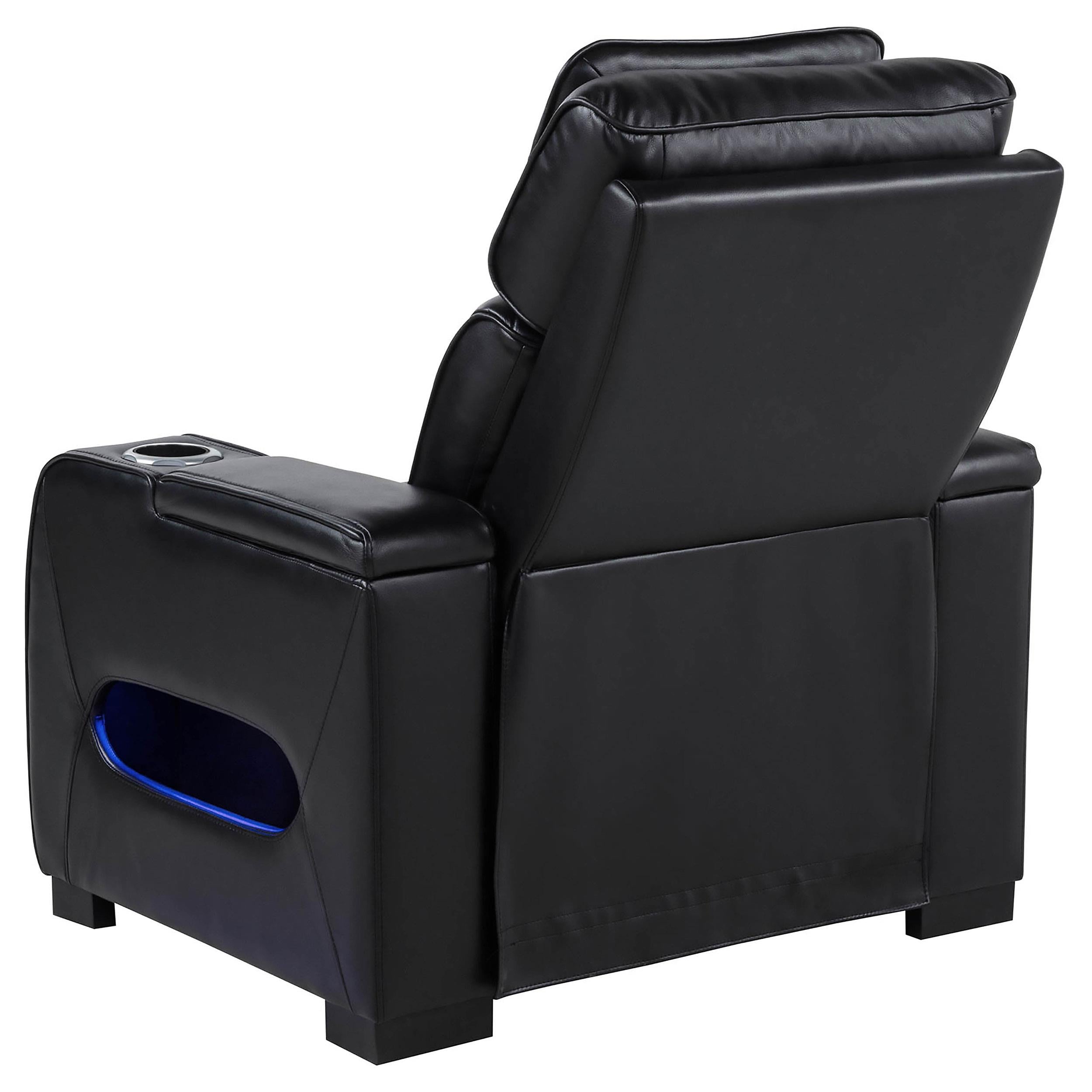  Coaster Furniture Zuma 603253PP Faux Leather Upholstered Dual Power LED Recliner - Black IMAGE 8