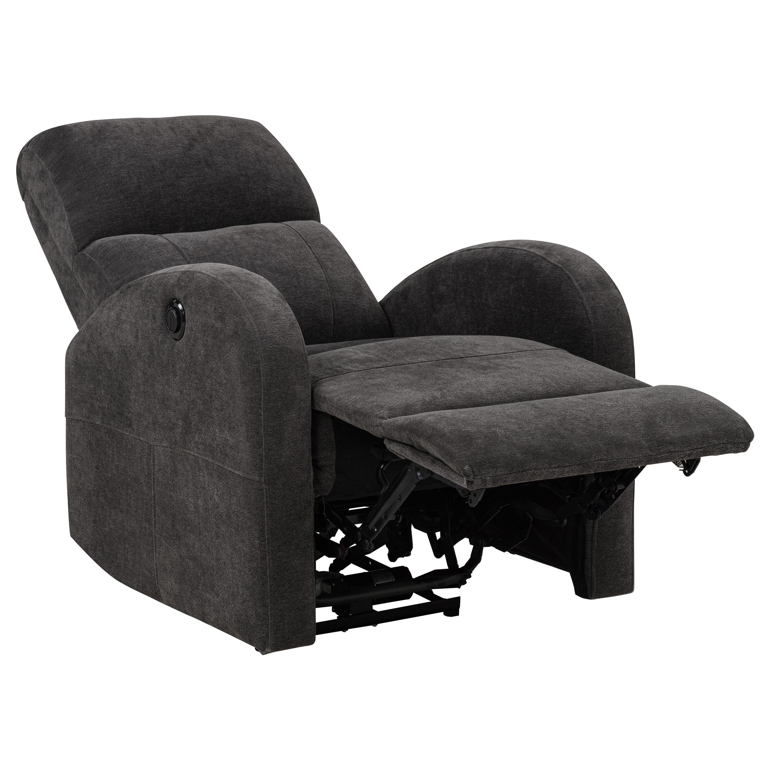  Coaster Furniture Grant 603293P Fabric Upholstered Power Recliner Chair - Charcoal Grey IMAGE 5