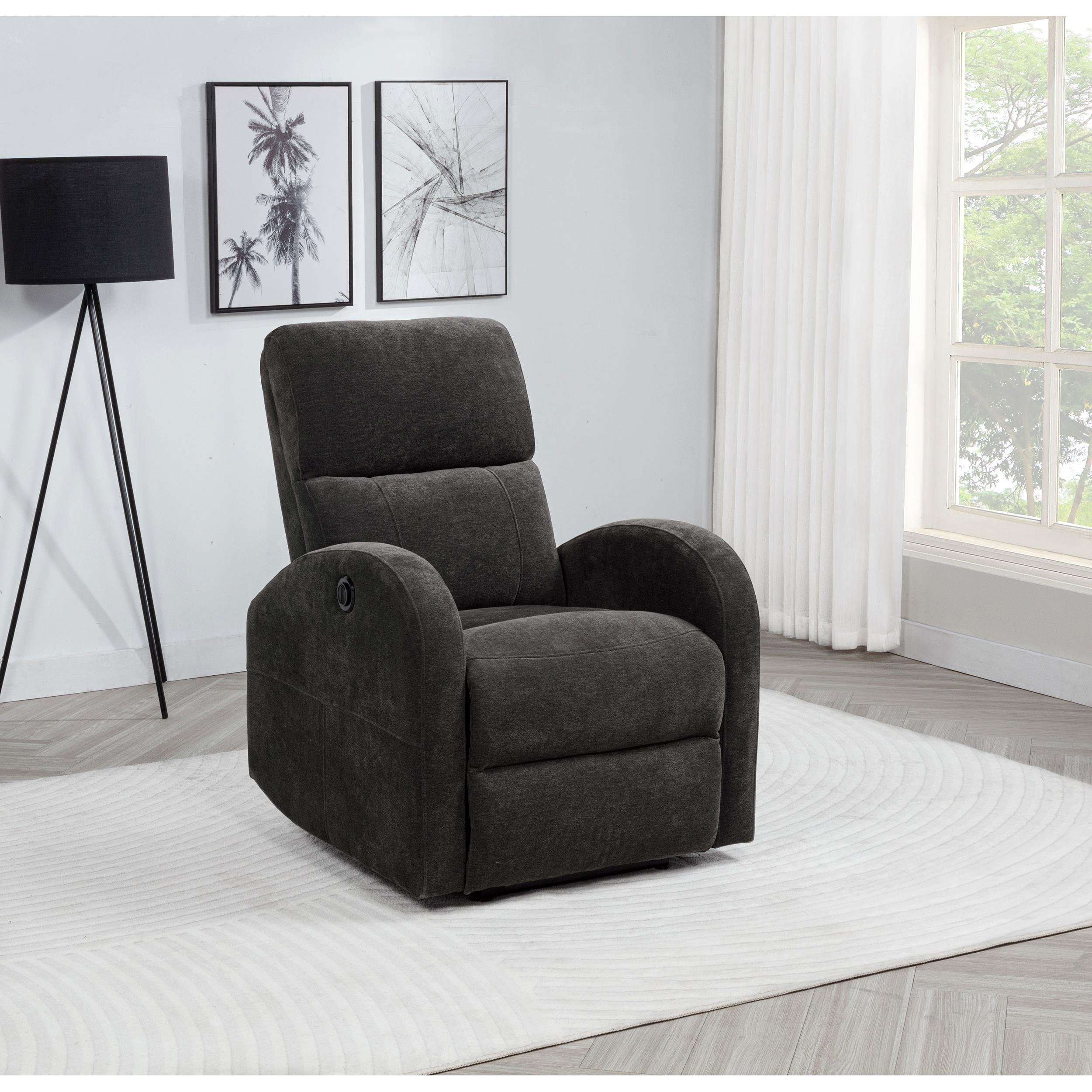  Coaster Furniture Grant 603293P Fabric Upholstered Power Recliner Chair - Charcoal Grey IMAGE 6