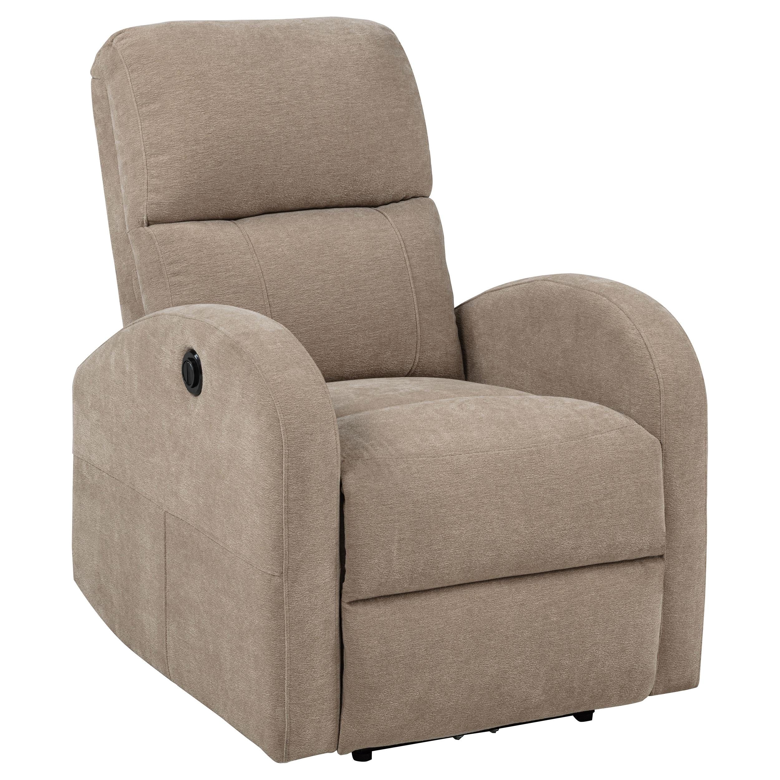  Coaster Furniture Grant 603303P Fabric Upholstered Power Recliner Chair - Camel IMAGE 1