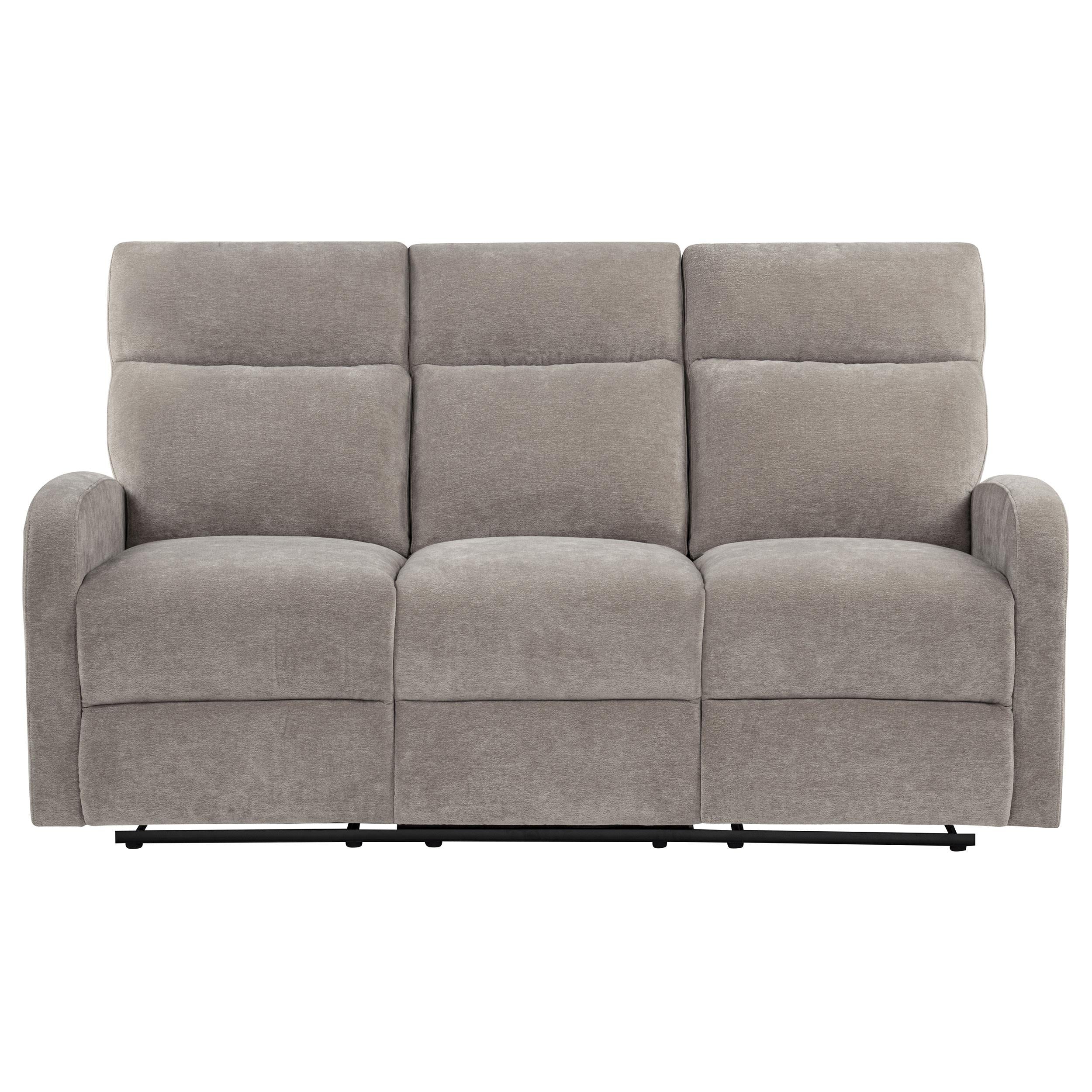  Coaster Furniture Hamilton 603371 Chenille Upholstered Manual Reclining Sofa - Sand IMAGE 2