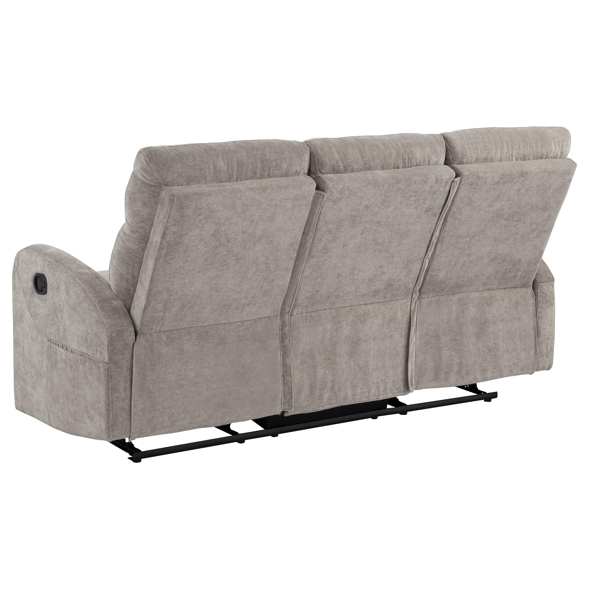  Coaster Furniture Hamilton 603371 Chenille Upholstered Manual Reclining Sofa - Sand IMAGE 5