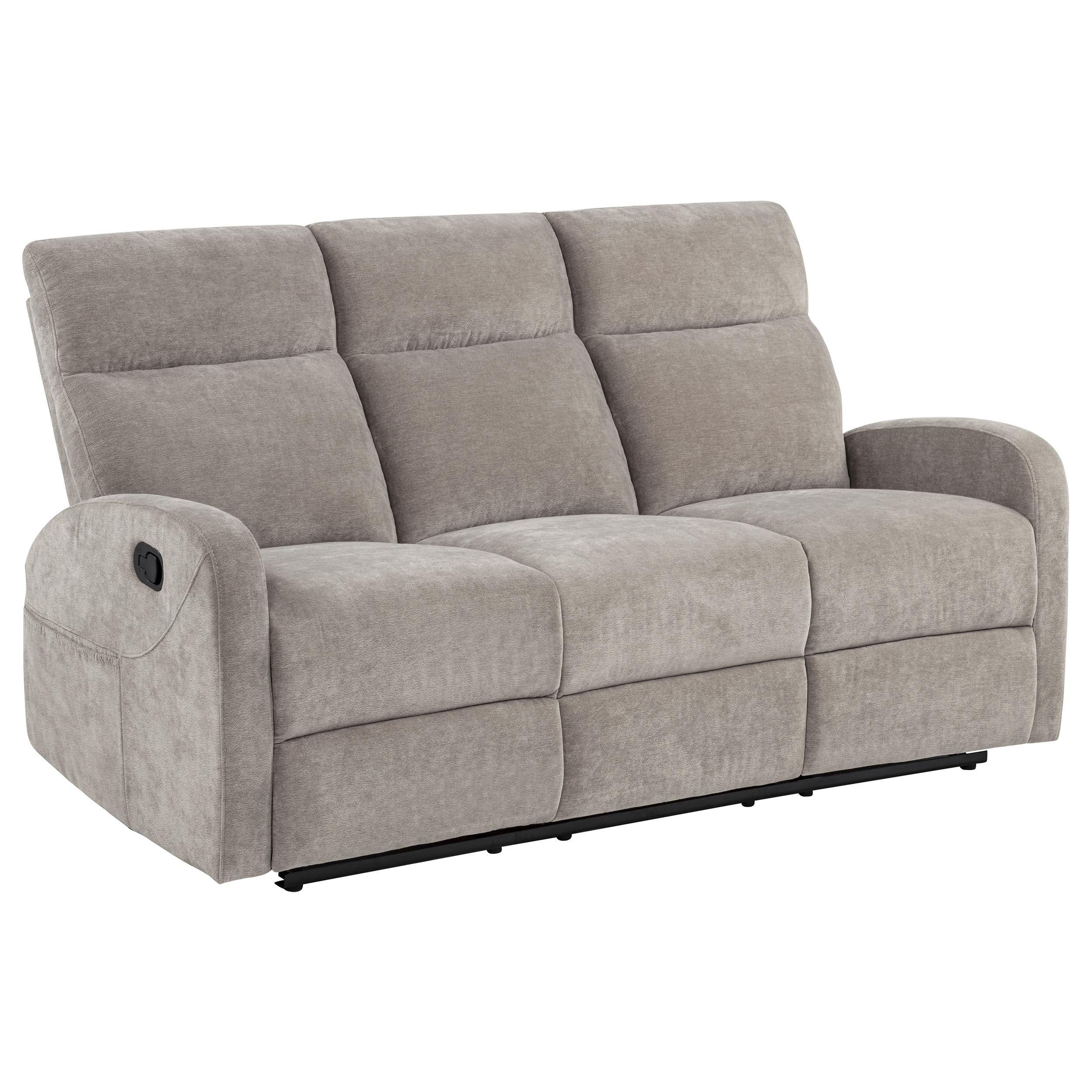  Coaster Furniture Hamilton 603371 Chenille Upholstered Manual Reclining Sofa - Sand IMAGE 9