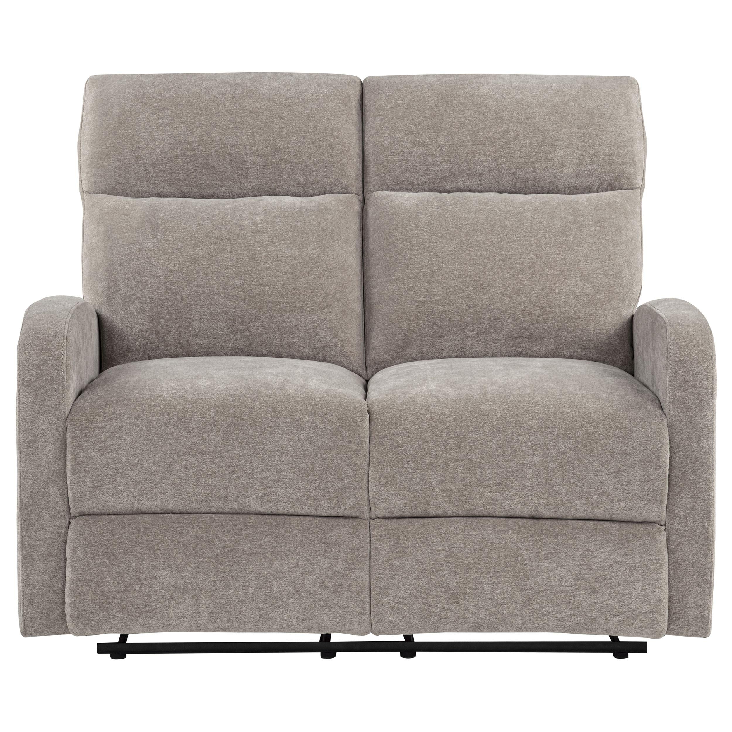 Coaster Furniture Hamilton 603372 Chenille Upholstered Manual Reclining Loveseat - Sand IMAGE 2