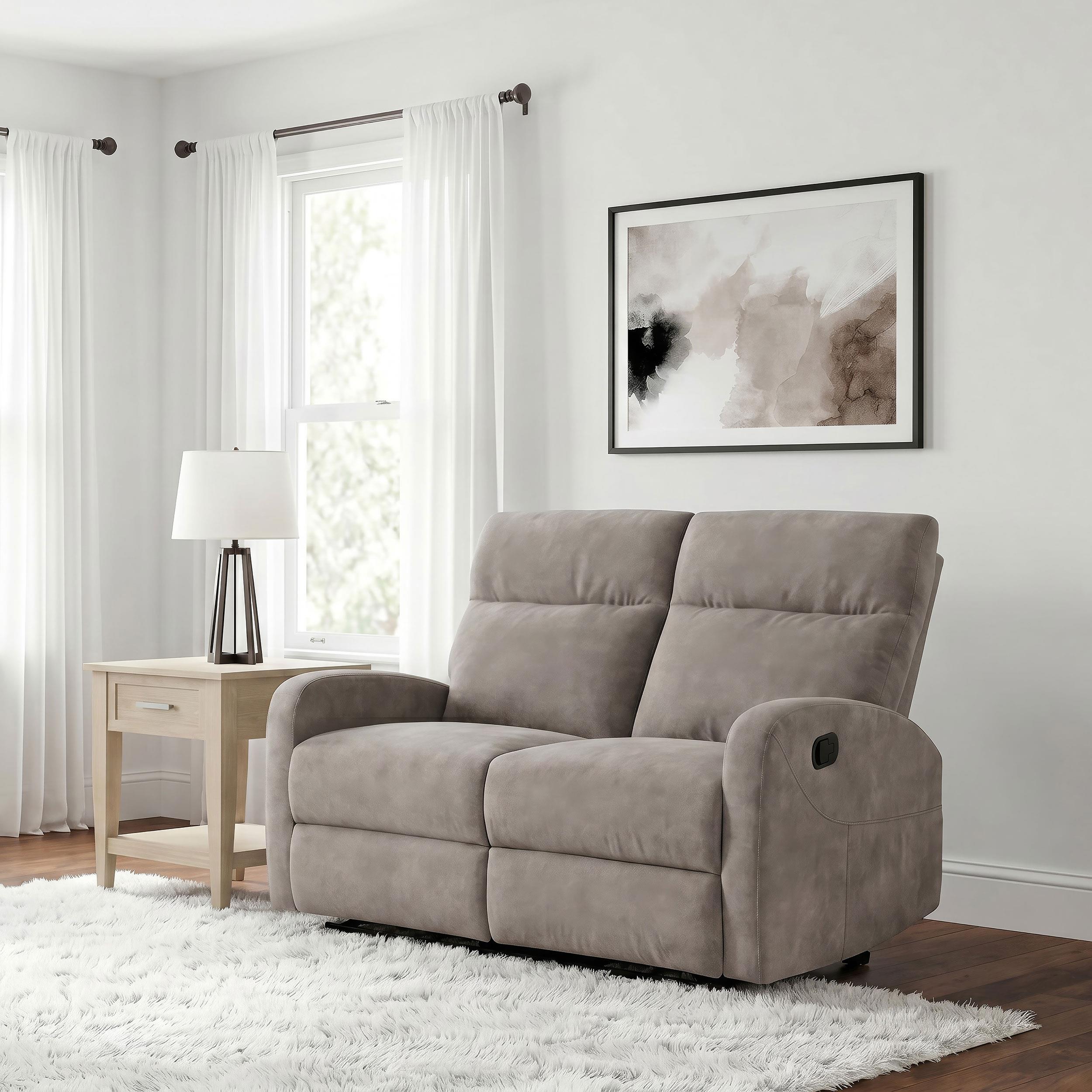  Coaster Furniture Hamilton 603372 Chenille Upholstered Manual Reclining Loveseat - Sand IMAGE 3
