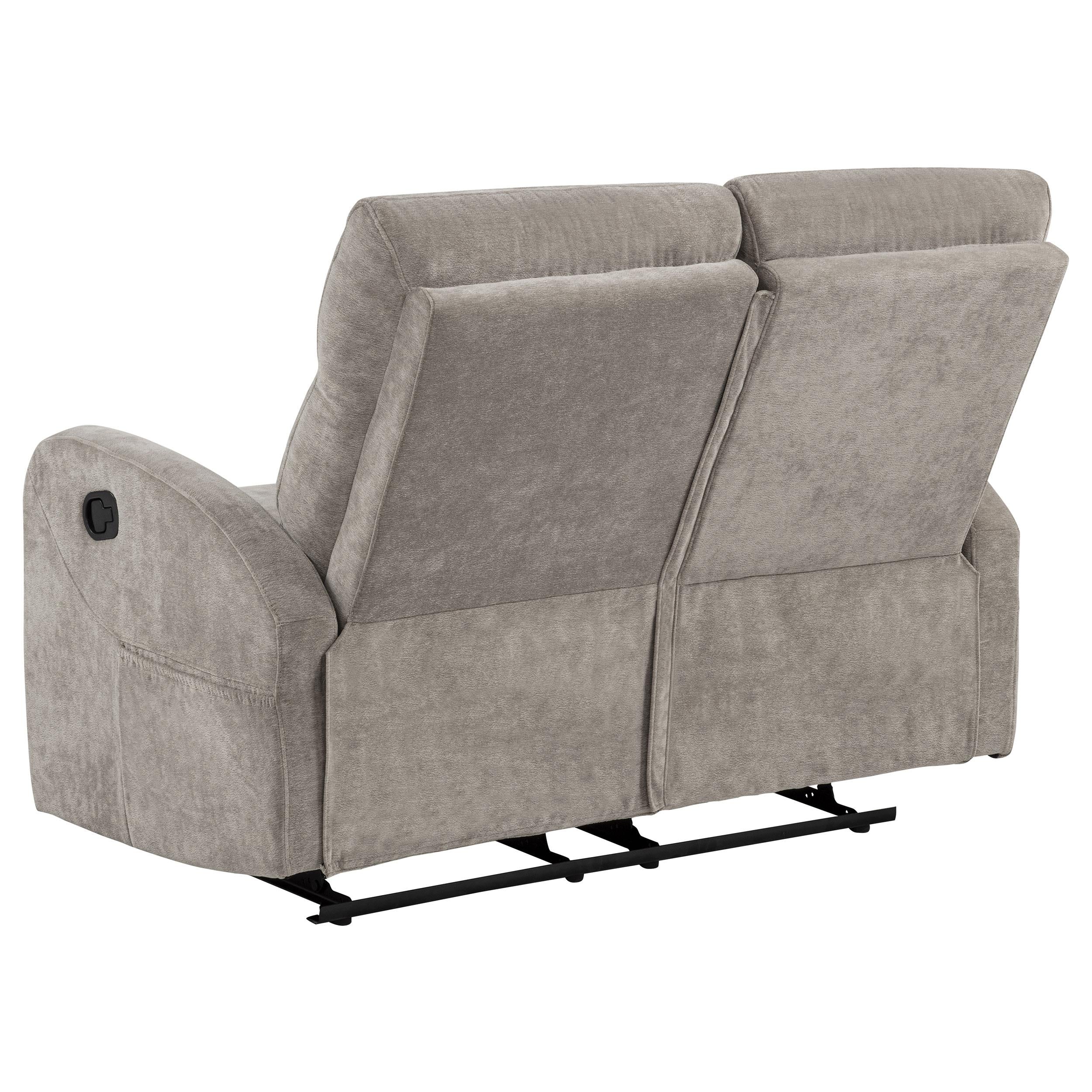  Coaster Furniture Hamilton 603372 Chenille Upholstered Manual Reclining Loveseat - Sand IMAGE 4