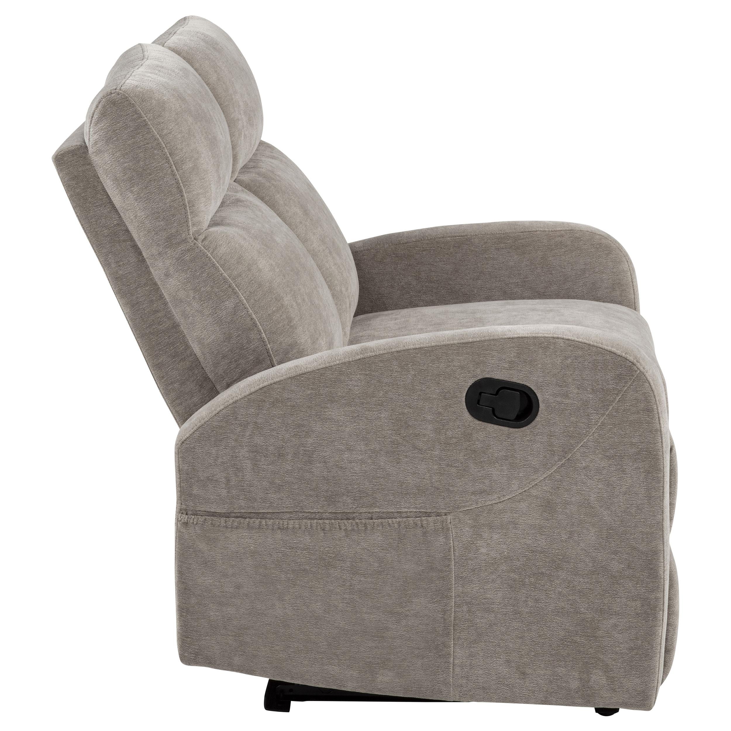 Coaster Furniture Hamilton 603372 Chenille Upholstered Manual Reclining Loveseat - Sand IMAGE 5