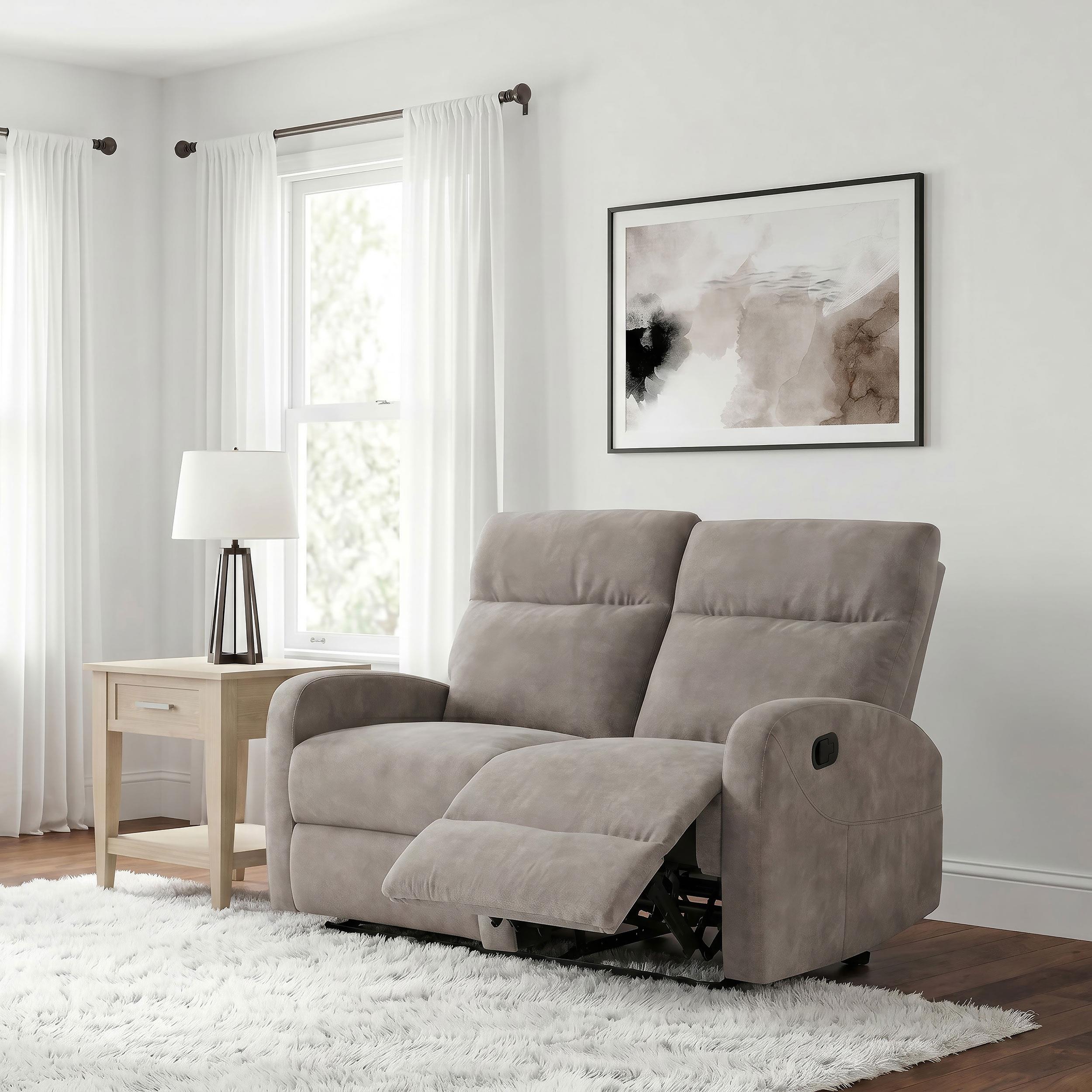  Coaster Furniture Hamilton 603372 Chenille Upholstered Manual Reclining Loveseat - Sand IMAGE 6