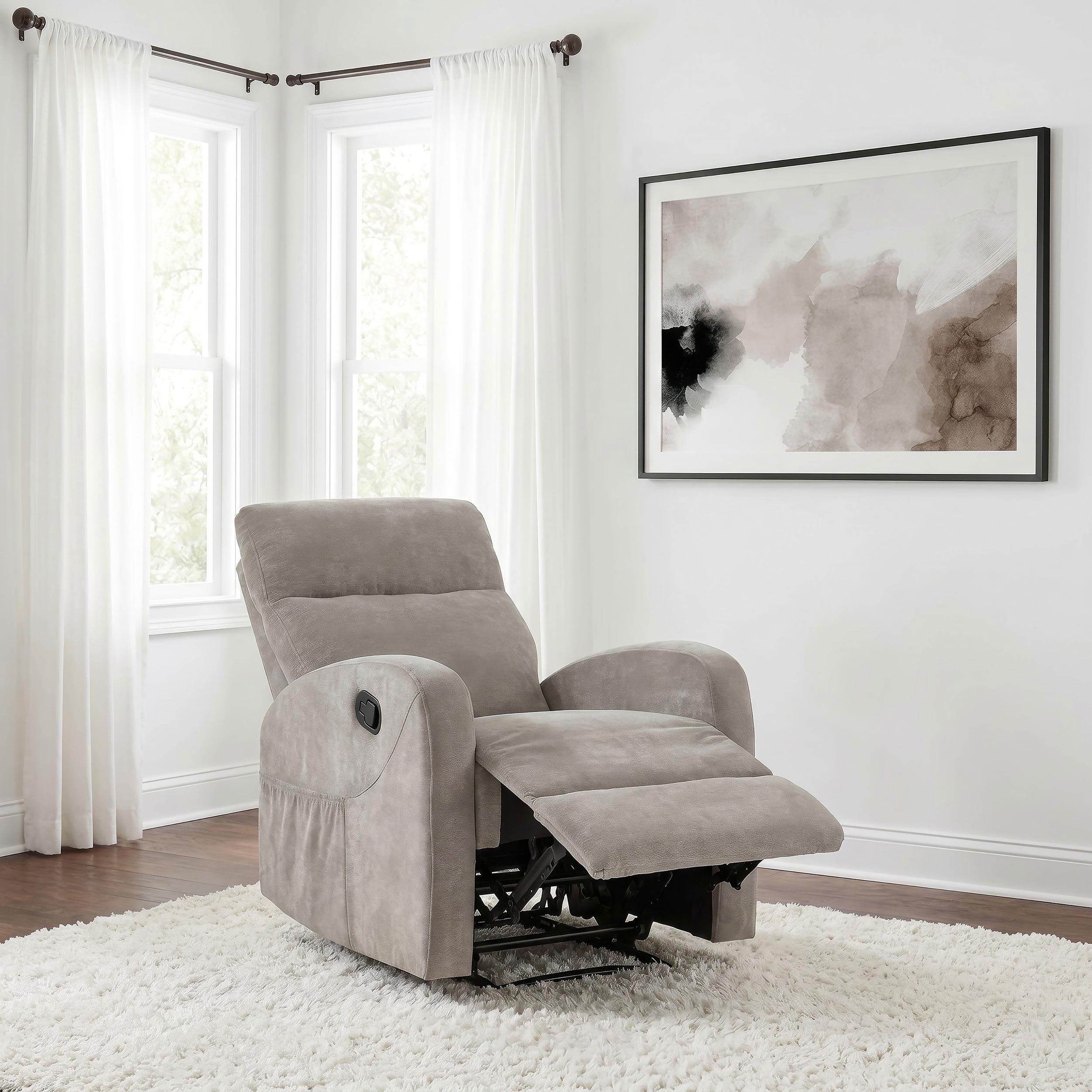  Coaster Furniture Hamilton 603373 Chenille Upholstered Manual Glider Recliner - Sand IMAGE 11