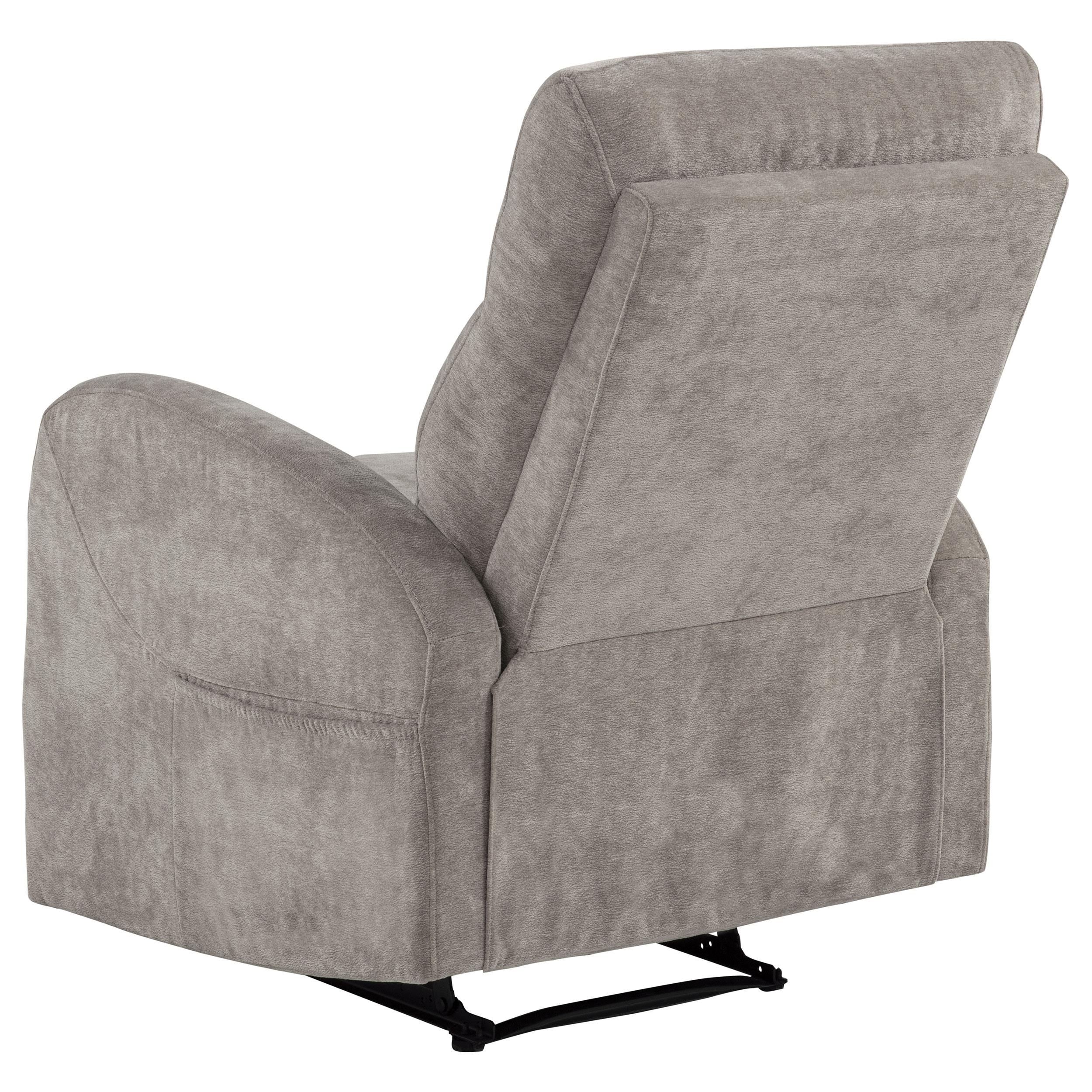  Coaster Furniture Hamilton 603373 Chenille Upholstered Manual Glider Recliner - Sand IMAGE 3