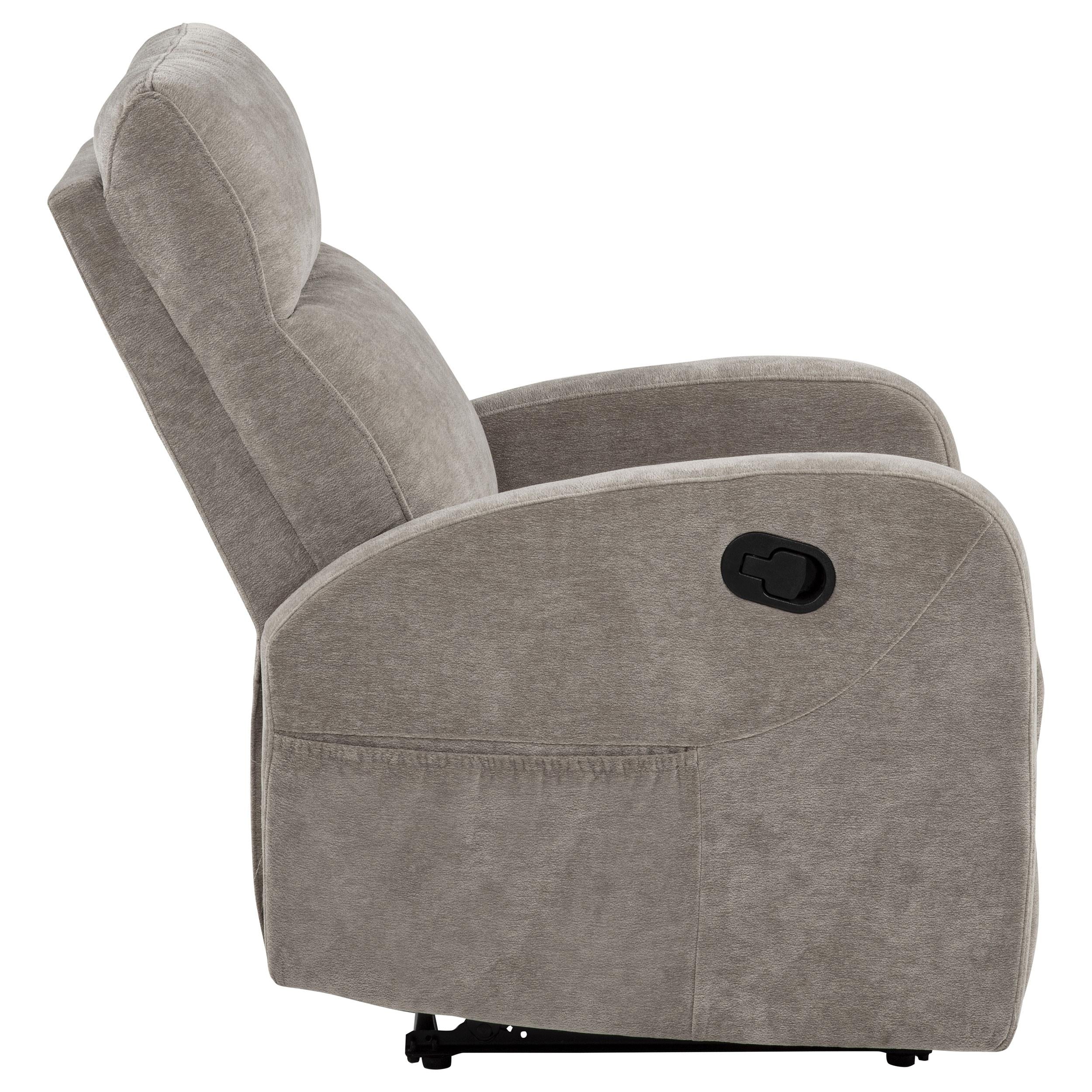  Coaster Furniture Hamilton 603373 Chenille Upholstered Manual Glider Recliner - Sand IMAGE 5