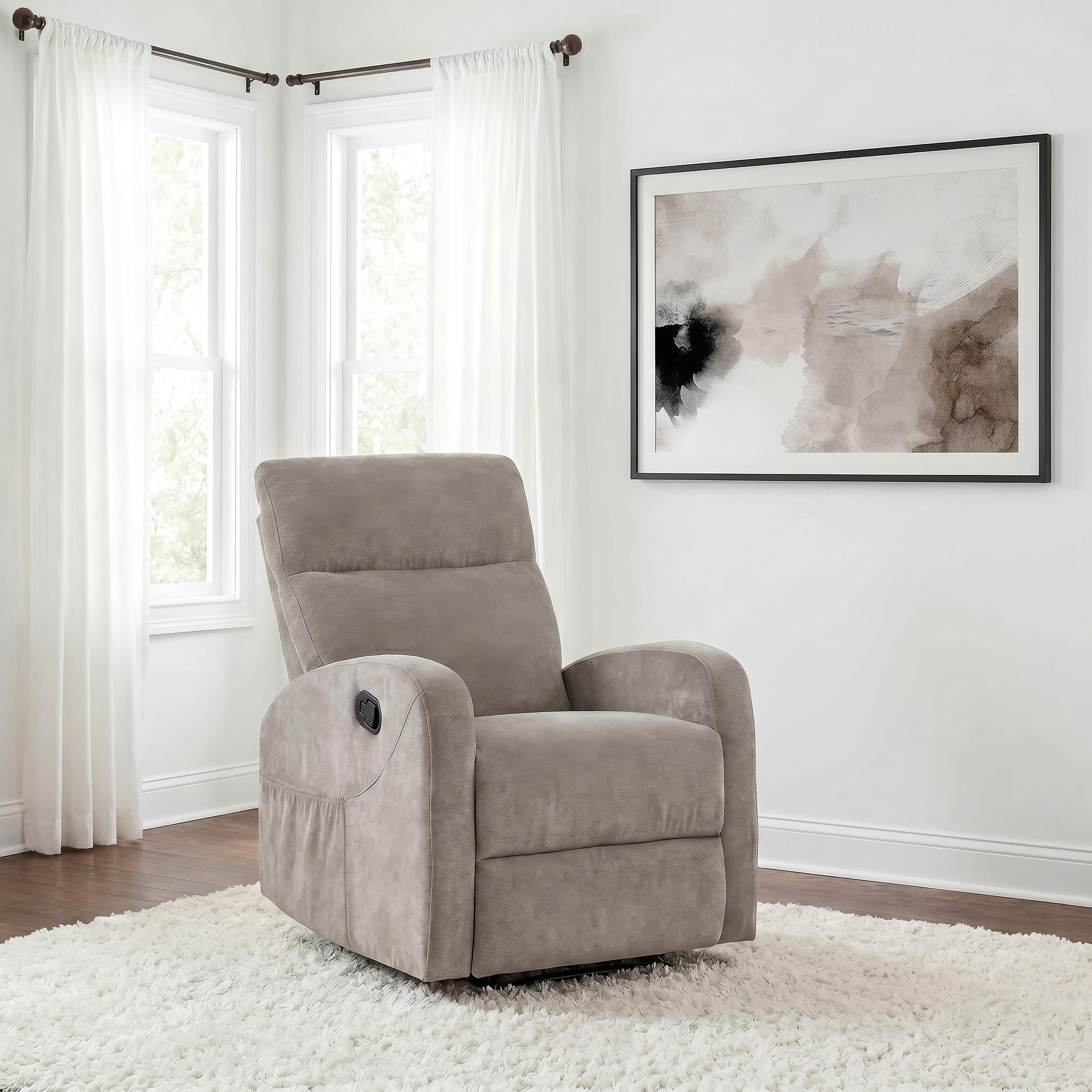  Coaster Furniture Hamilton 603373 Chenille Upholstered Manual Glider Recliner - Sand IMAGE 9