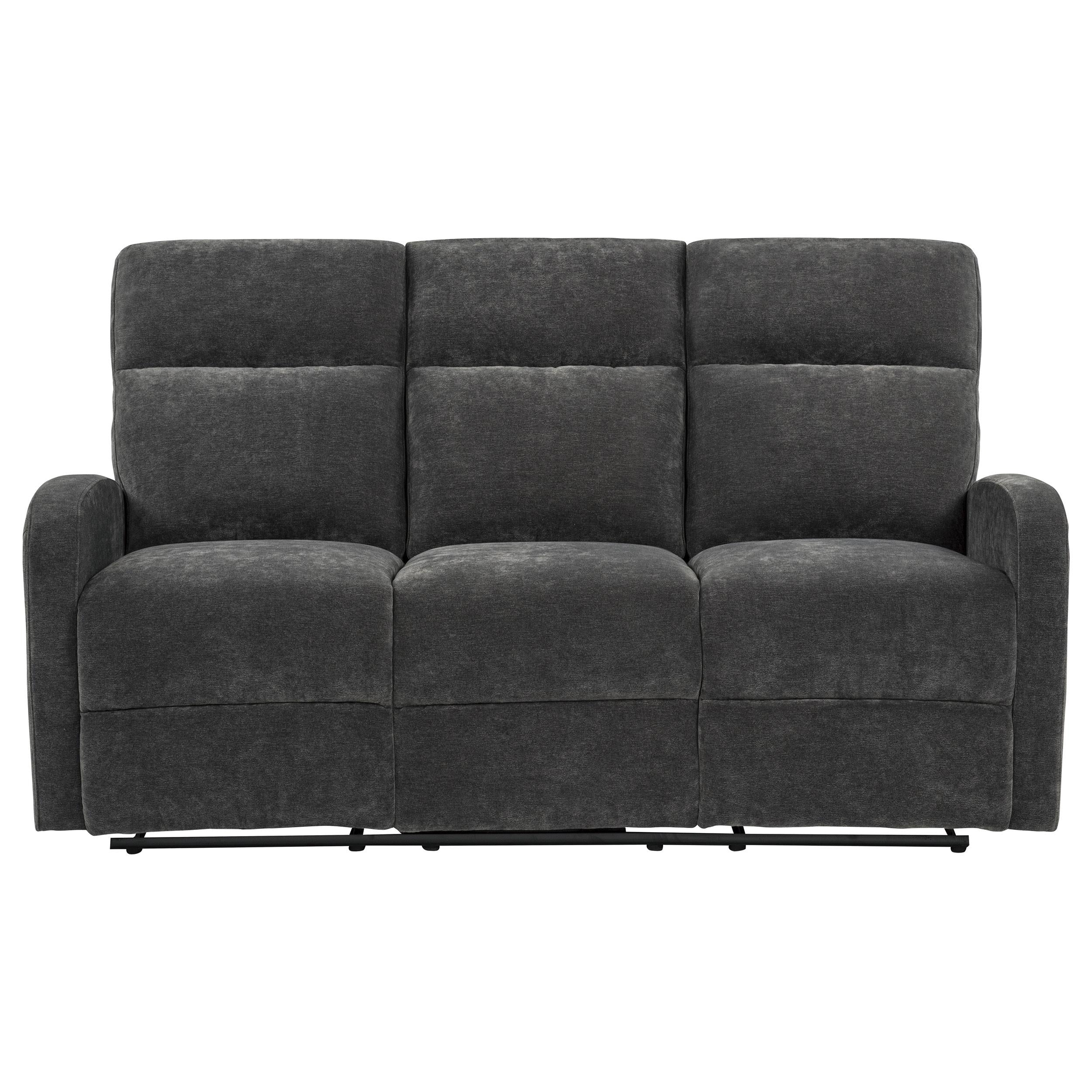  Coaster Furniture Hamilton 603374 Chenille Upholstered Manual Reclining Sofa - Charcoal Grey IMAGE 1