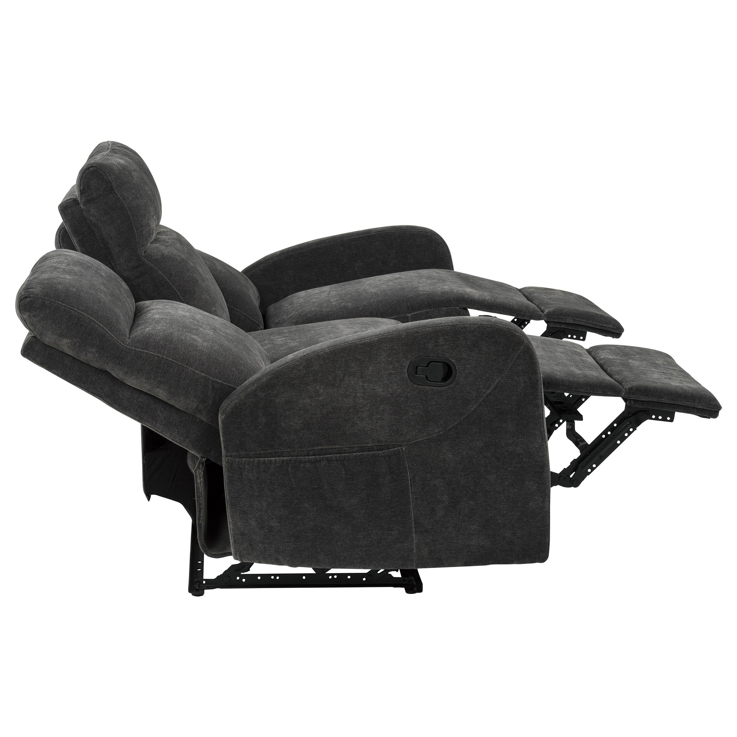  Coaster Furniture Hamilton 603374 Chenille Upholstered Manual Reclining Sofa - Charcoal Grey IMAGE 12