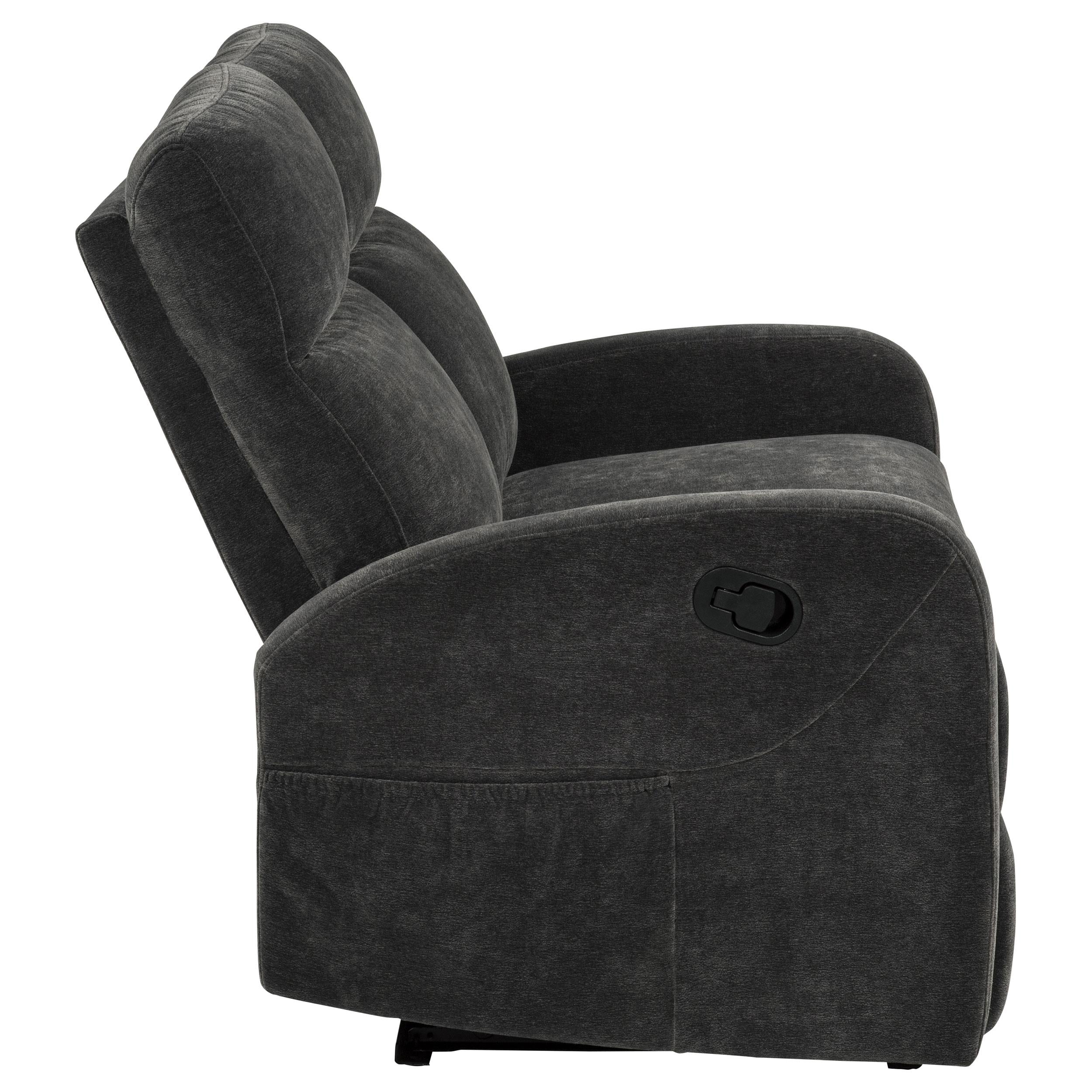  Coaster Furniture Hamilton 603375 Chenille Upholstered Manual Reclining Loveseat - Charcoal Grey IMAGE 10