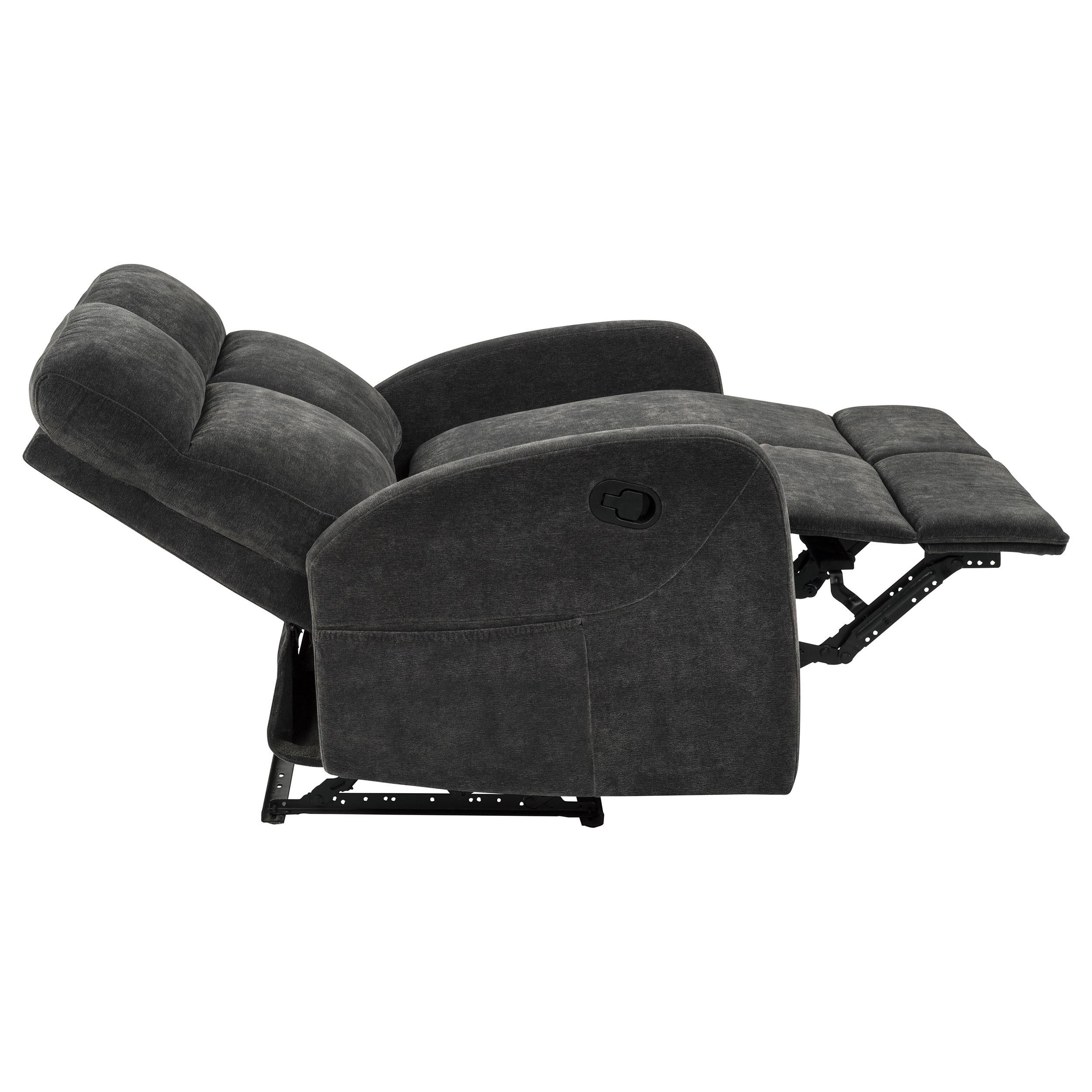  Coaster Furniture Hamilton 603375 Chenille Upholstered Manual Reclining Loveseat - Charcoal Grey IMAGE 11