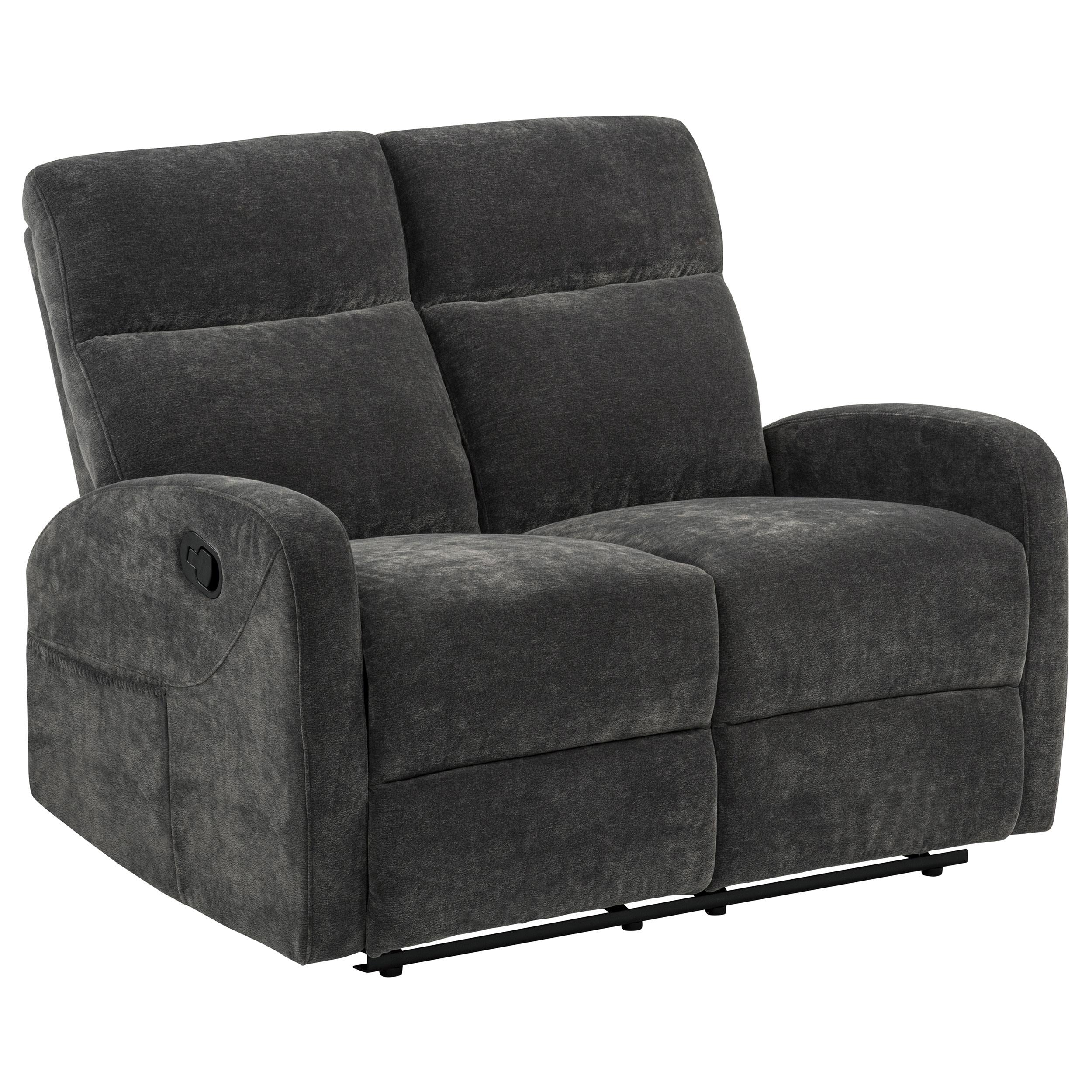  Coaster Furniture Hamilton 603375 Chenille Upholstered Manual Reclining Loveseat - Charcoal Grey IMAGE 12