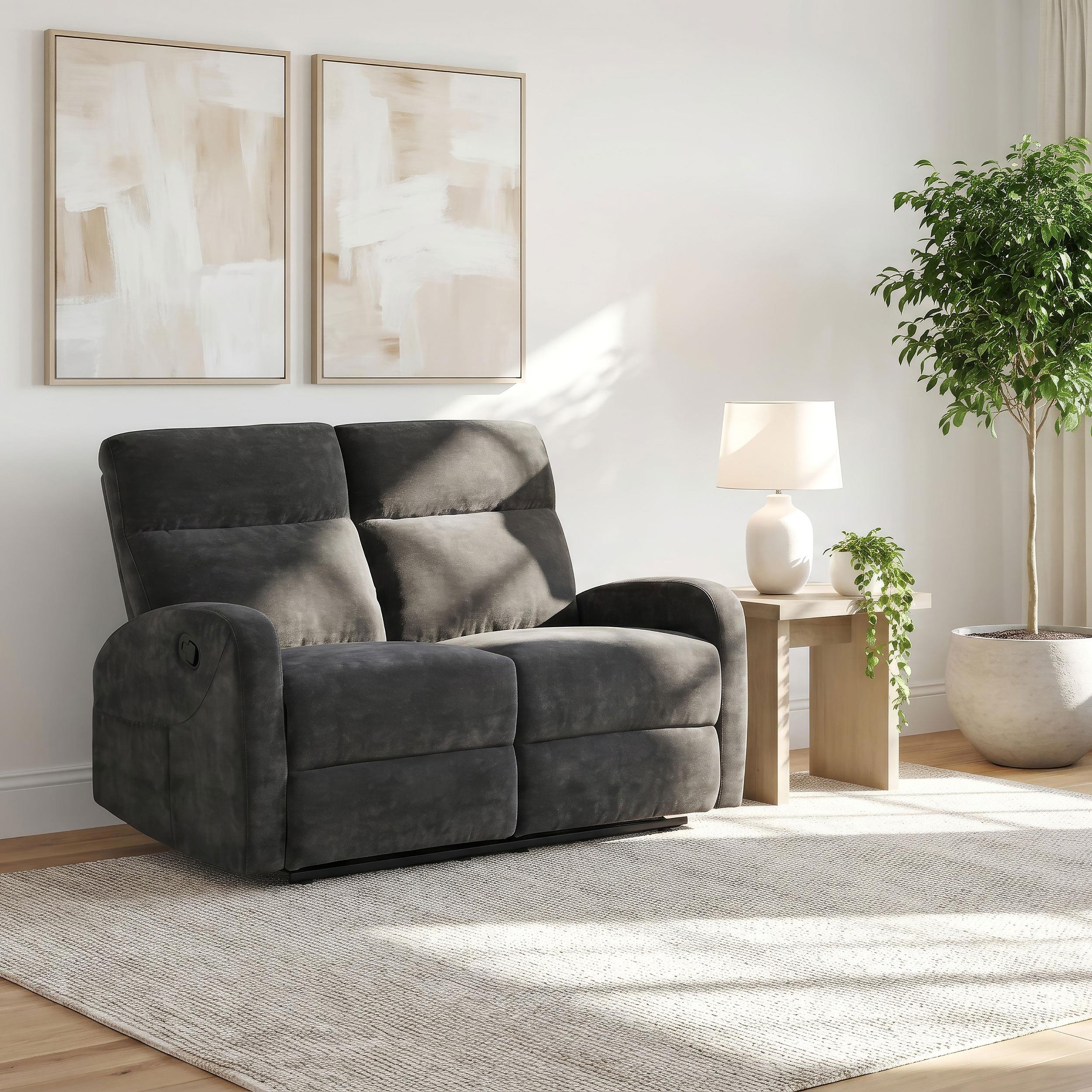  Coaster Furniture Hamilton 603375 Chenille Upholstered Manual Reclining Loveseat - Charcoal Grey IMAGE 3