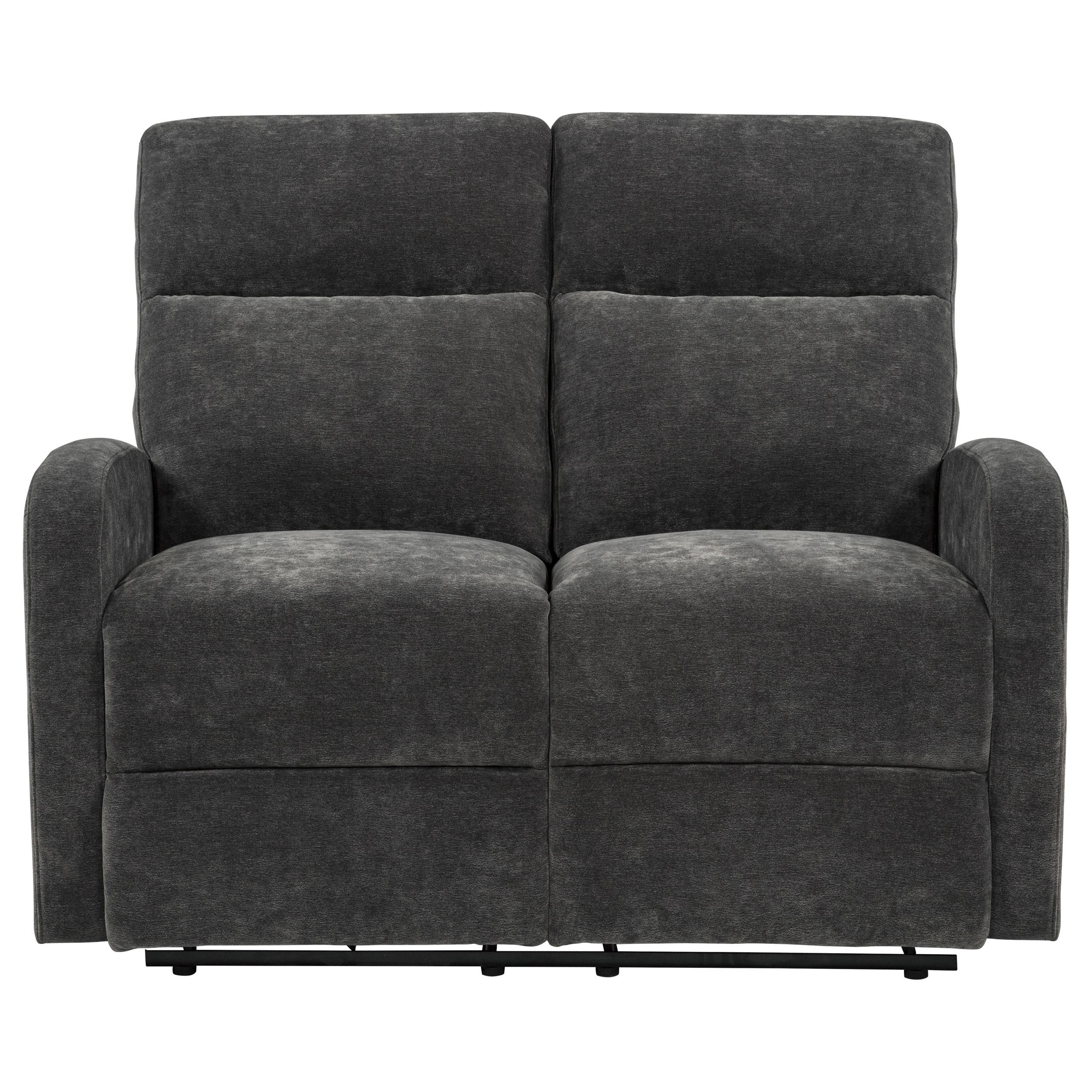  Coaster Furniture Hamilton 603375 Chenille Upholstered Manual Reclining Loveseat - Charcoal Grey IMAGE 5