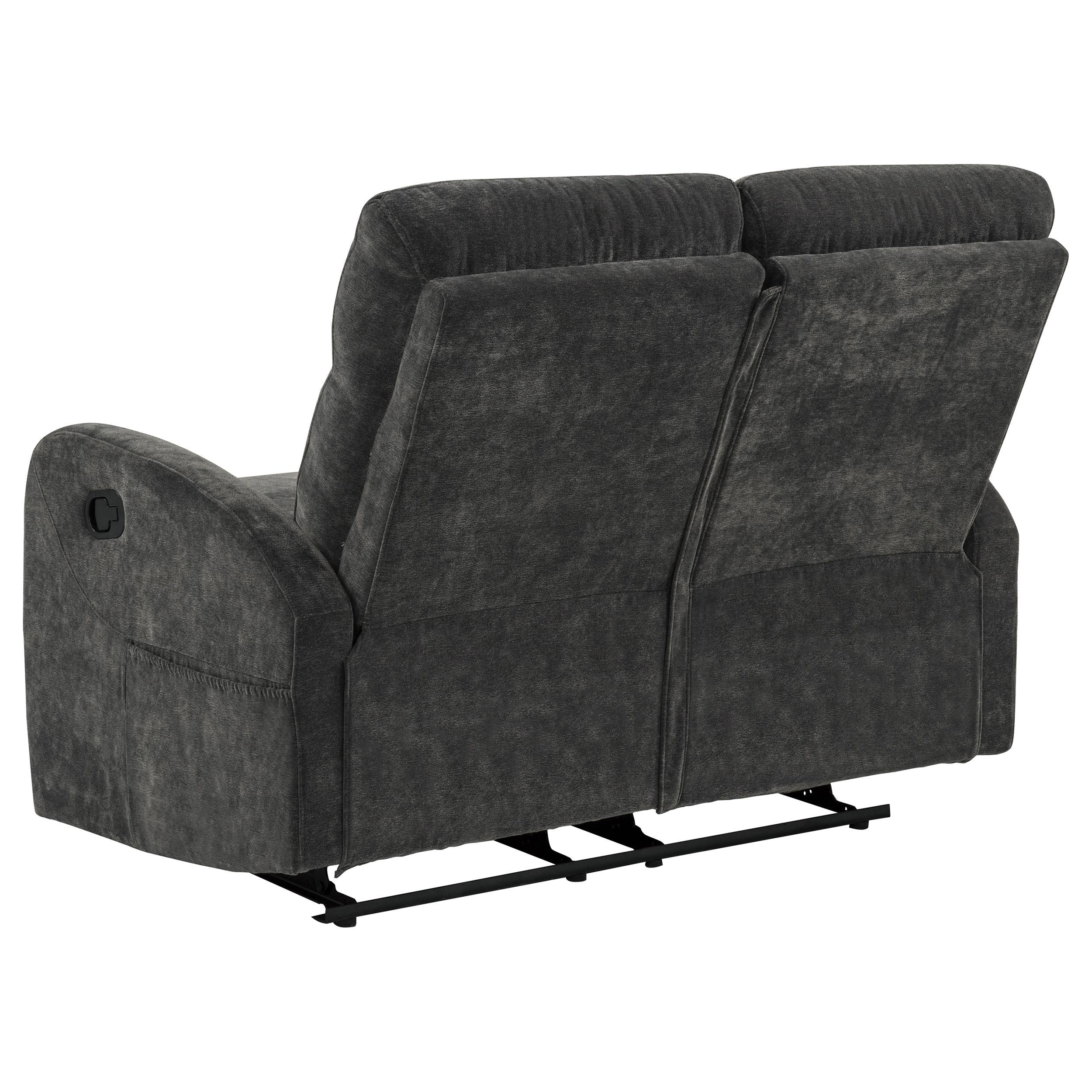  Coaster Furniture Hamilton 603375 Chenille Upholstered Manual Reclining Loveseat - Charcoal Grey IMAGE 8