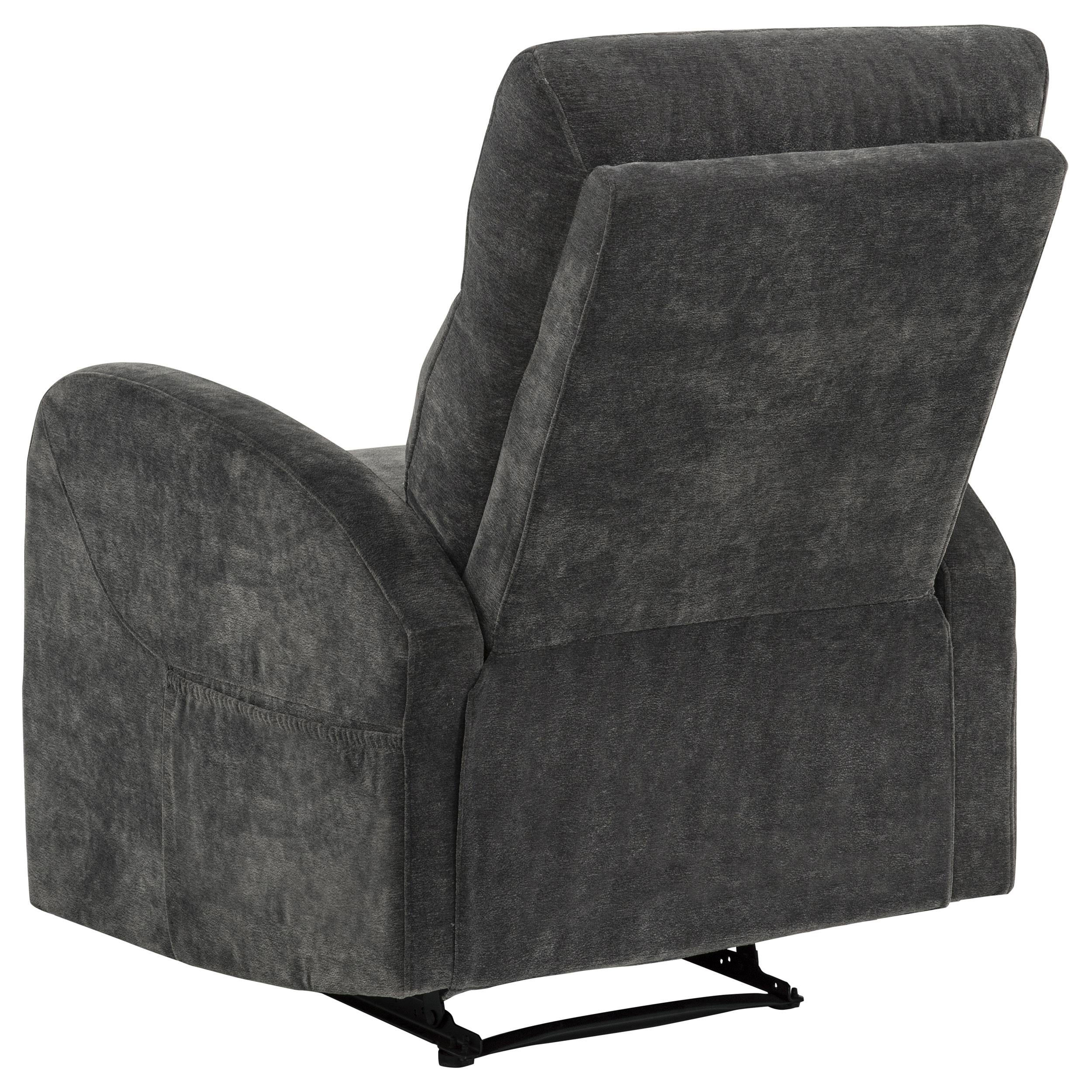  Coaster Furniture Hamilton 603376 Chenille Upholstered Manual Glider Recliner - Charcoal Grey IMAGE 10