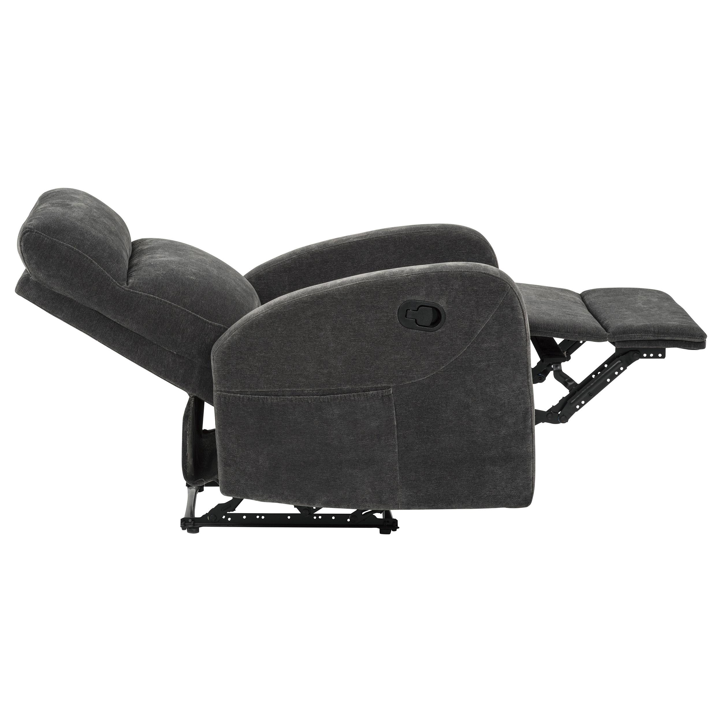  Coaster Furniture Hamilton 603376 Chenille Upholstered Manual Glider Recliner - Charcoal Grey IMAGE 11