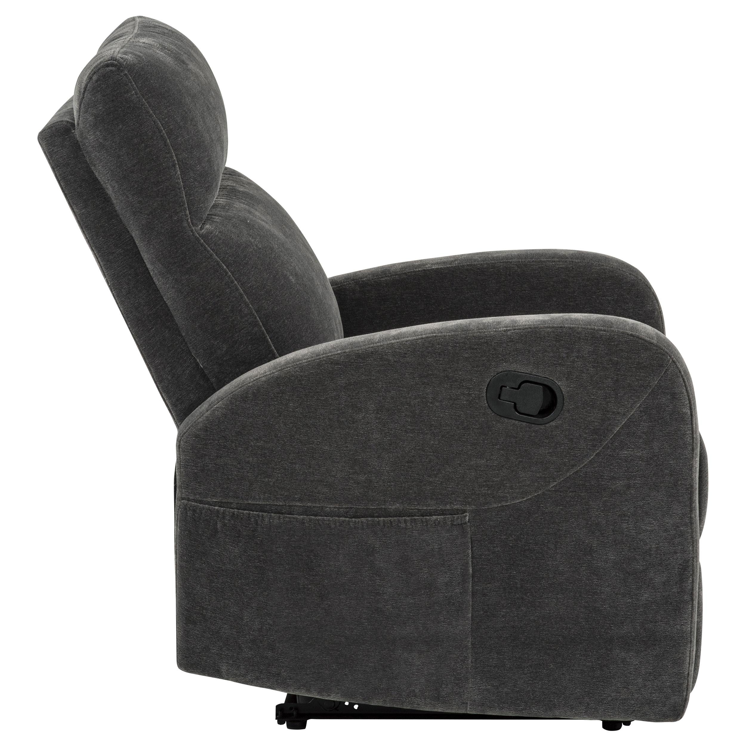  Coaster Furniture Hamilton 603376 Chenille Upholstered Manual Glider Recliner - Charcoal Grey IMAGE 12