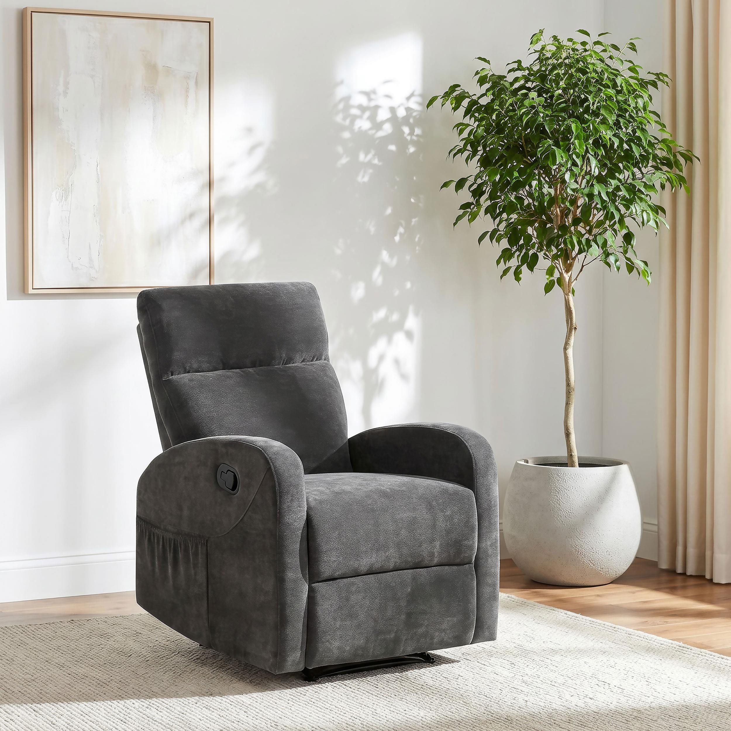  Coaster Furniture Hamilton 603376 Chenille Upholstered Manual Glider Recliner - Charcoal Grey IMAGE 3