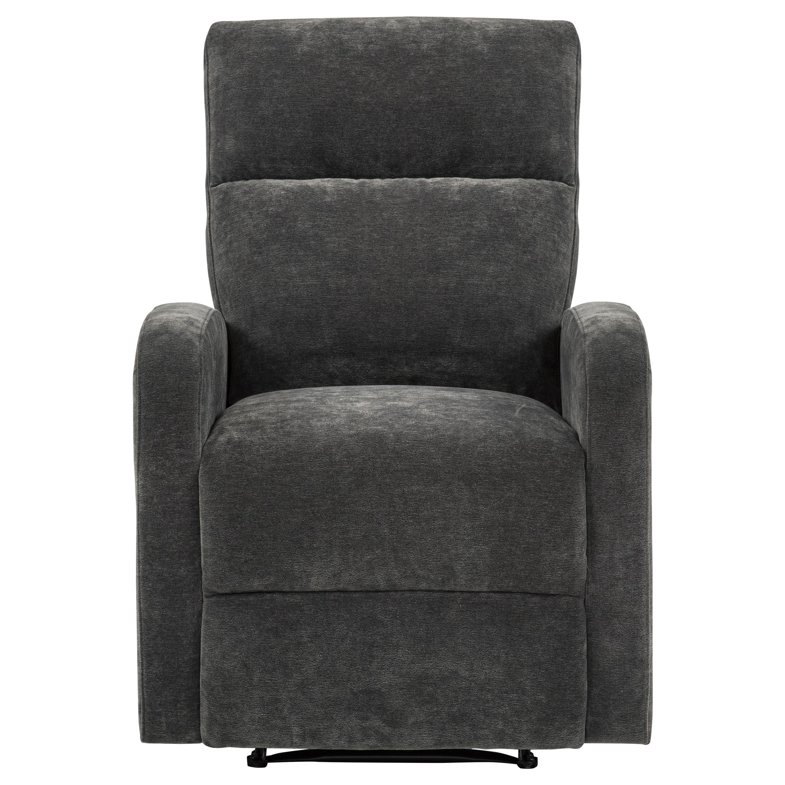  Coaster Furniture Hamilton 603376 Chenille Upholstered Manual Glider Recliner - Charcoal Grey IMAGE 4