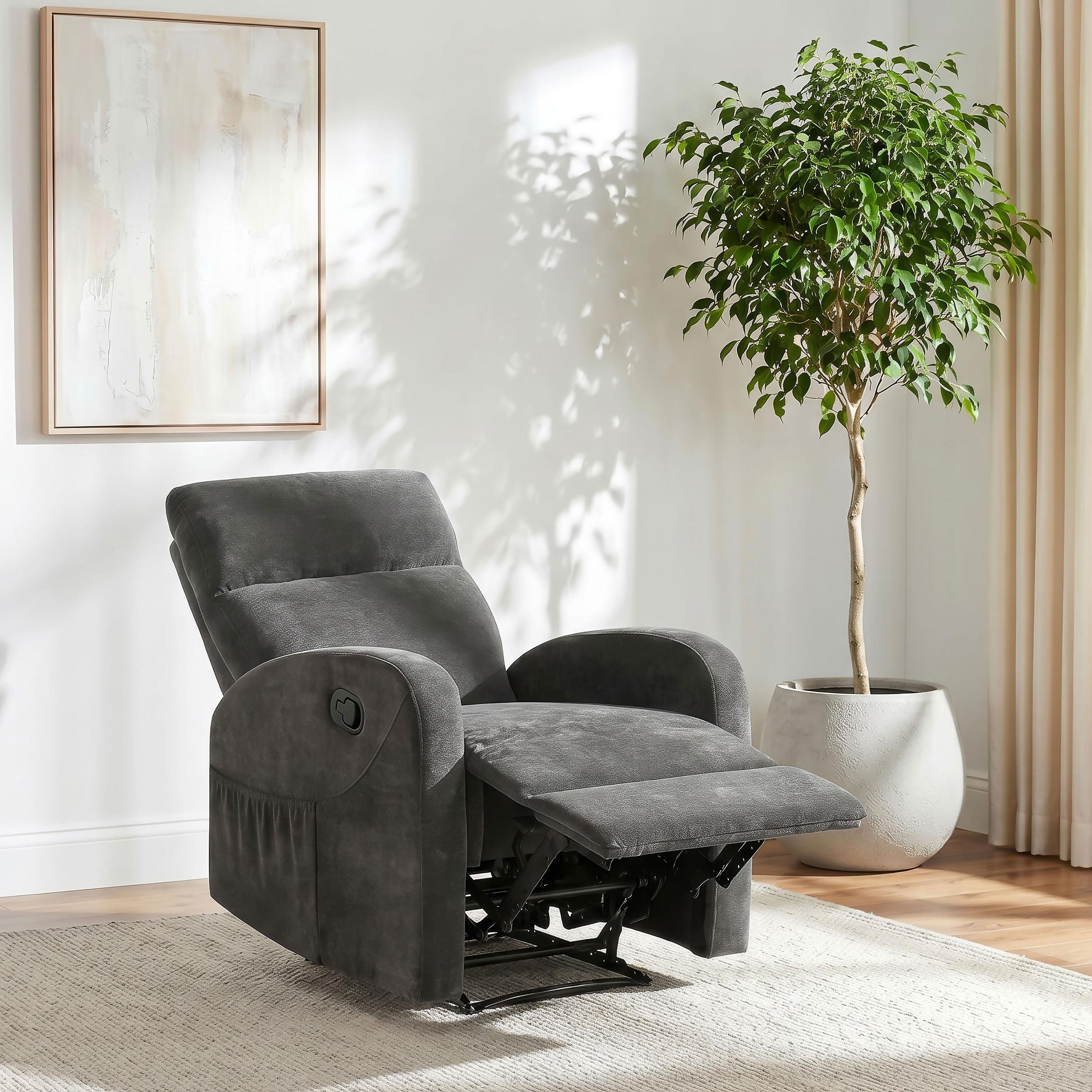  Coaster Furniture Hamilton 603376 Chenille Upholstered Manual Glider Recliner - Charcoal Grey IMAGE 6
