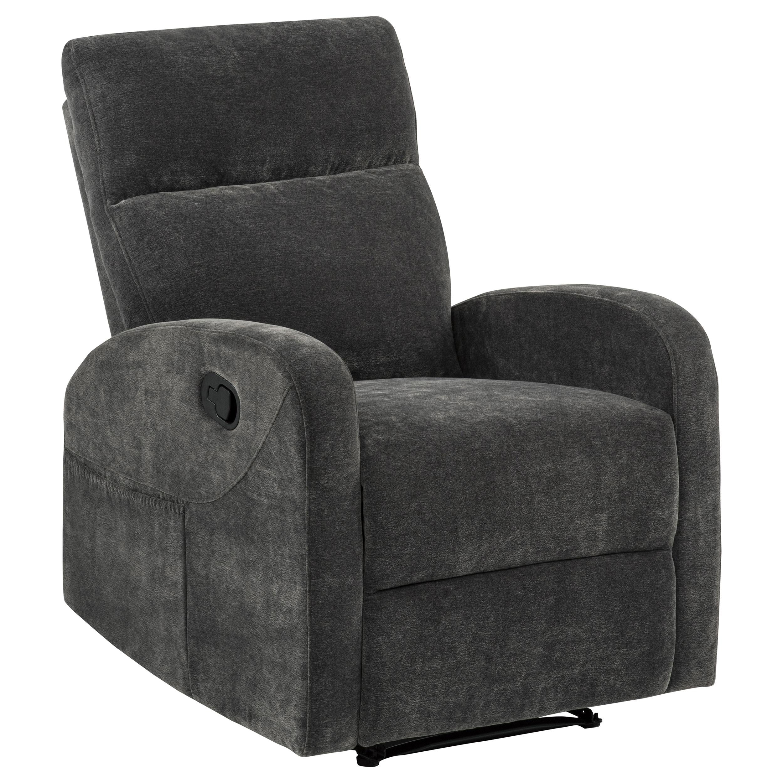  Coaster Furniture Hamilton 603376 Chenille Upholstered Manual Glider Recliner - Charcoal Grey IMAGE 8