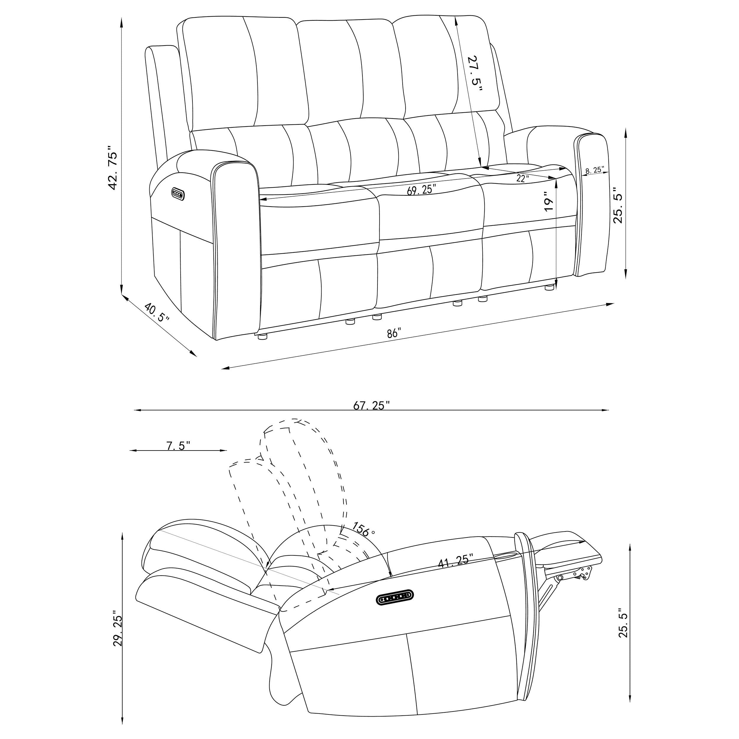  Coaster Furniture Brickston 603431PPP Triple Power Reclining Sofa - Charcoal IMAGE 15
