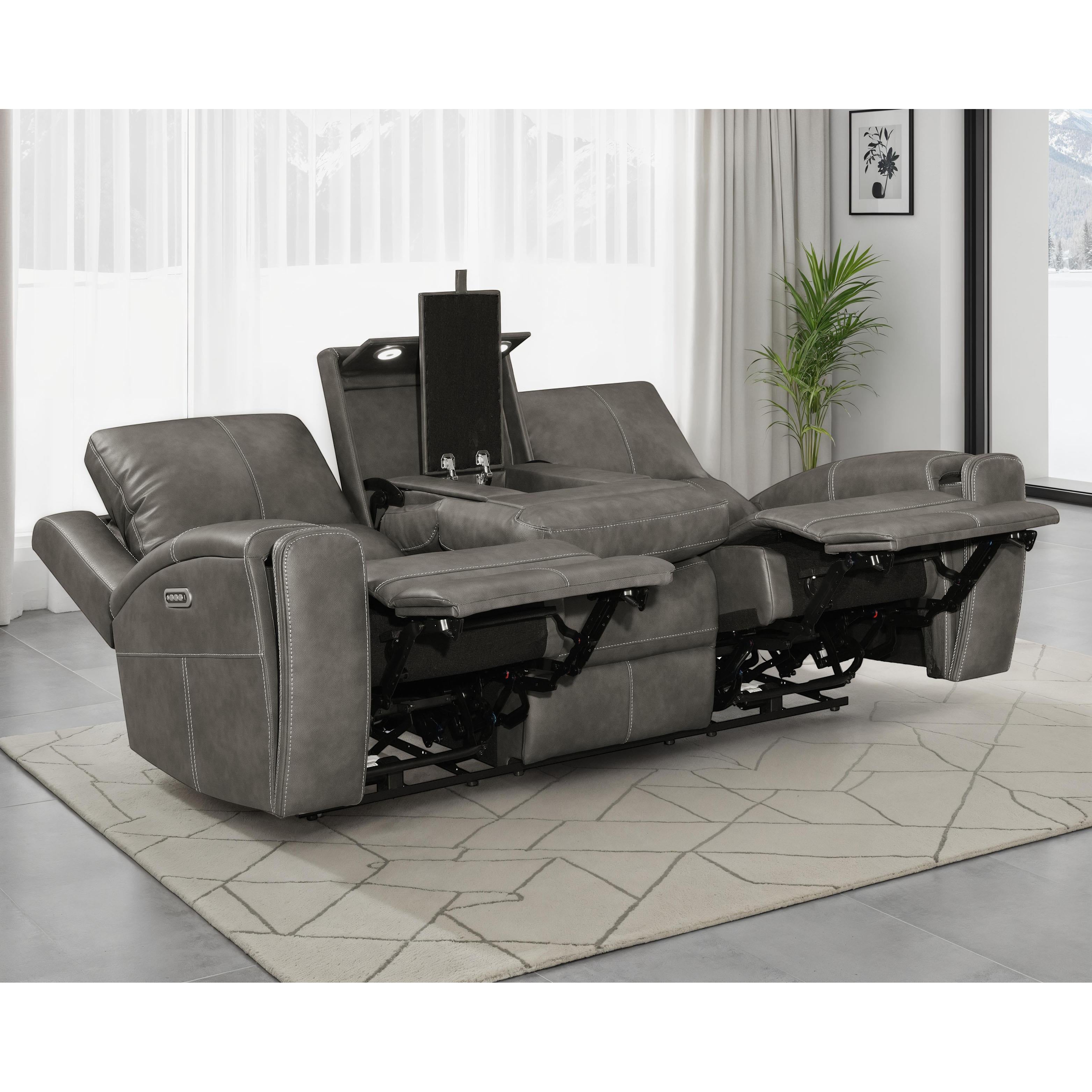  Coaster Furniture Brickston 603431PPP Triple Power Reclining Sofa - Charcoal IMAGE 3