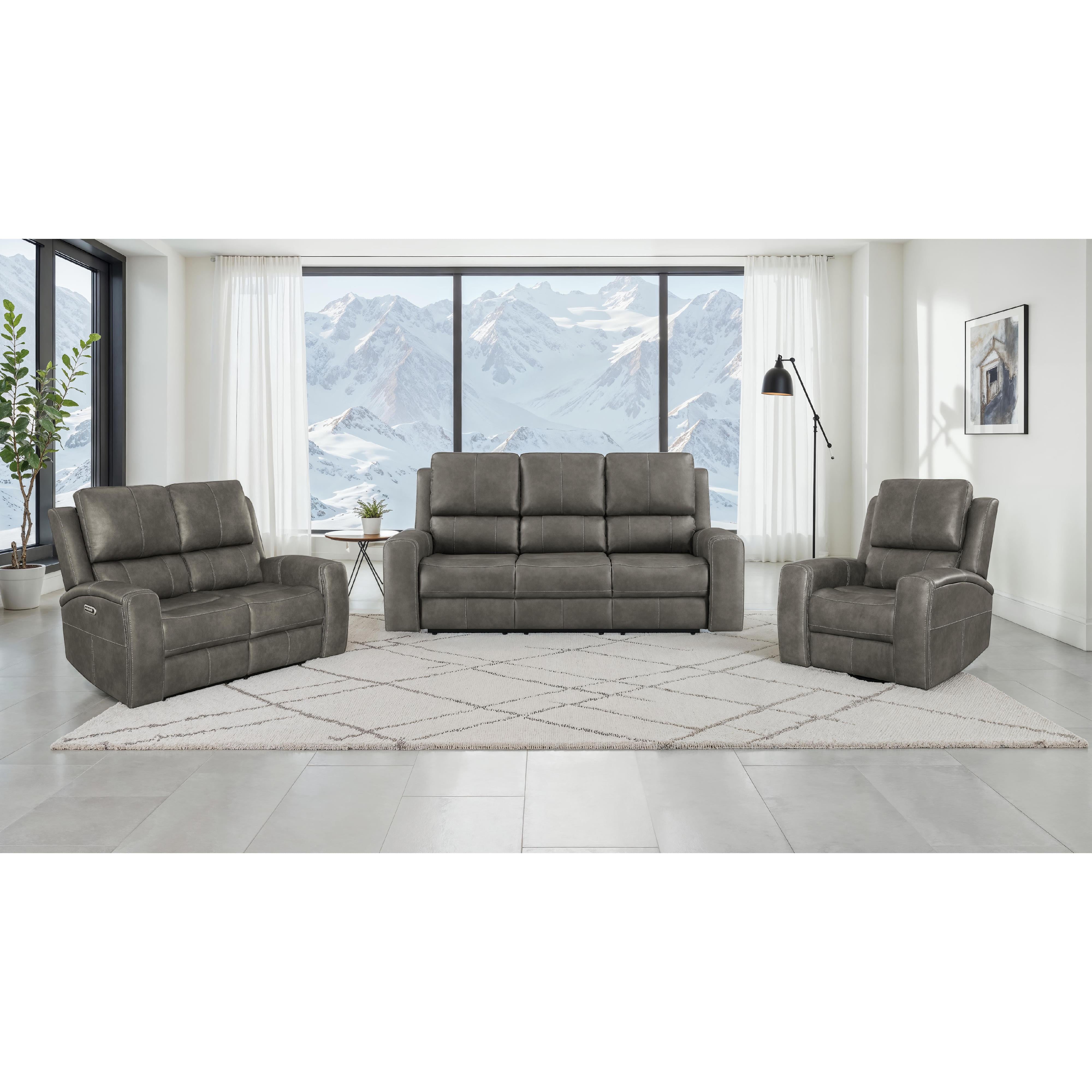  Coaster Furniture Brickston 603431PPP Triple Power Reclining Sofa - Charcoal IMAGE 4