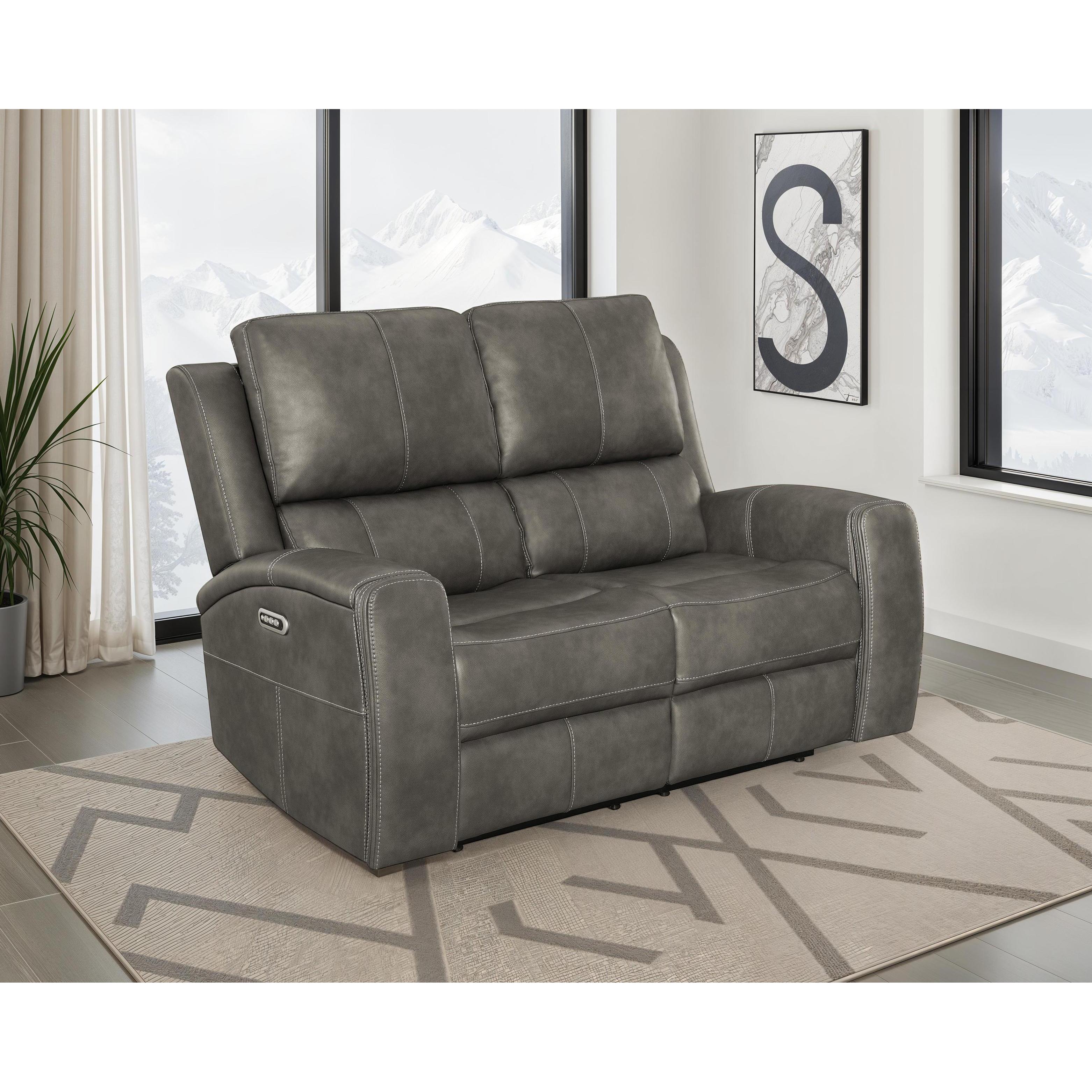  Coaster Furniture Brickston 603432PPP Triple Power Reclining Loveseat - Charcoal IMAGE 3